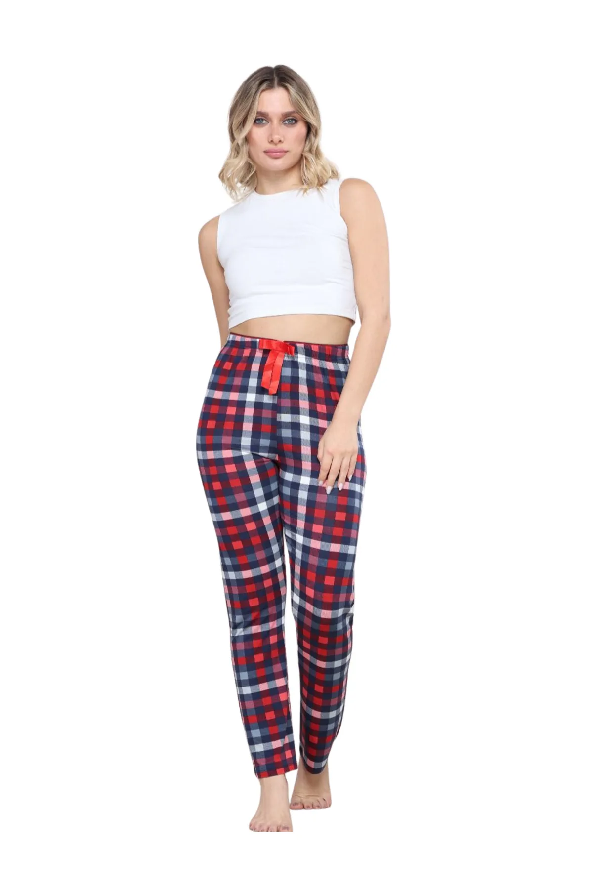 Pijama Altı Modal Ring Viskon Kumaş-Pöti Kare Desenli