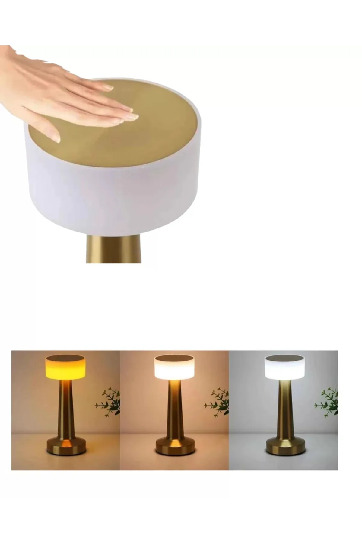 Şarjlı Gold Mantar Masa Lambası Dimmer Ayarlı Led Lamba