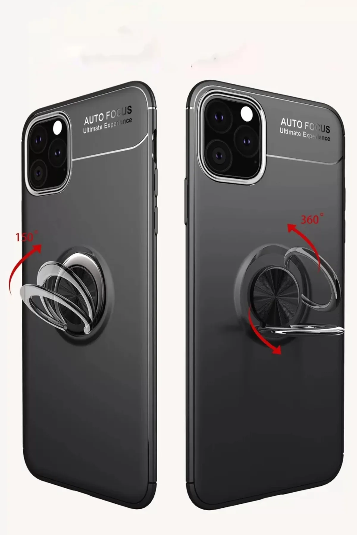 Newface iPhone 11 Pro Kılıf Range Yüzüklü Silikon - Siyah-Mavi