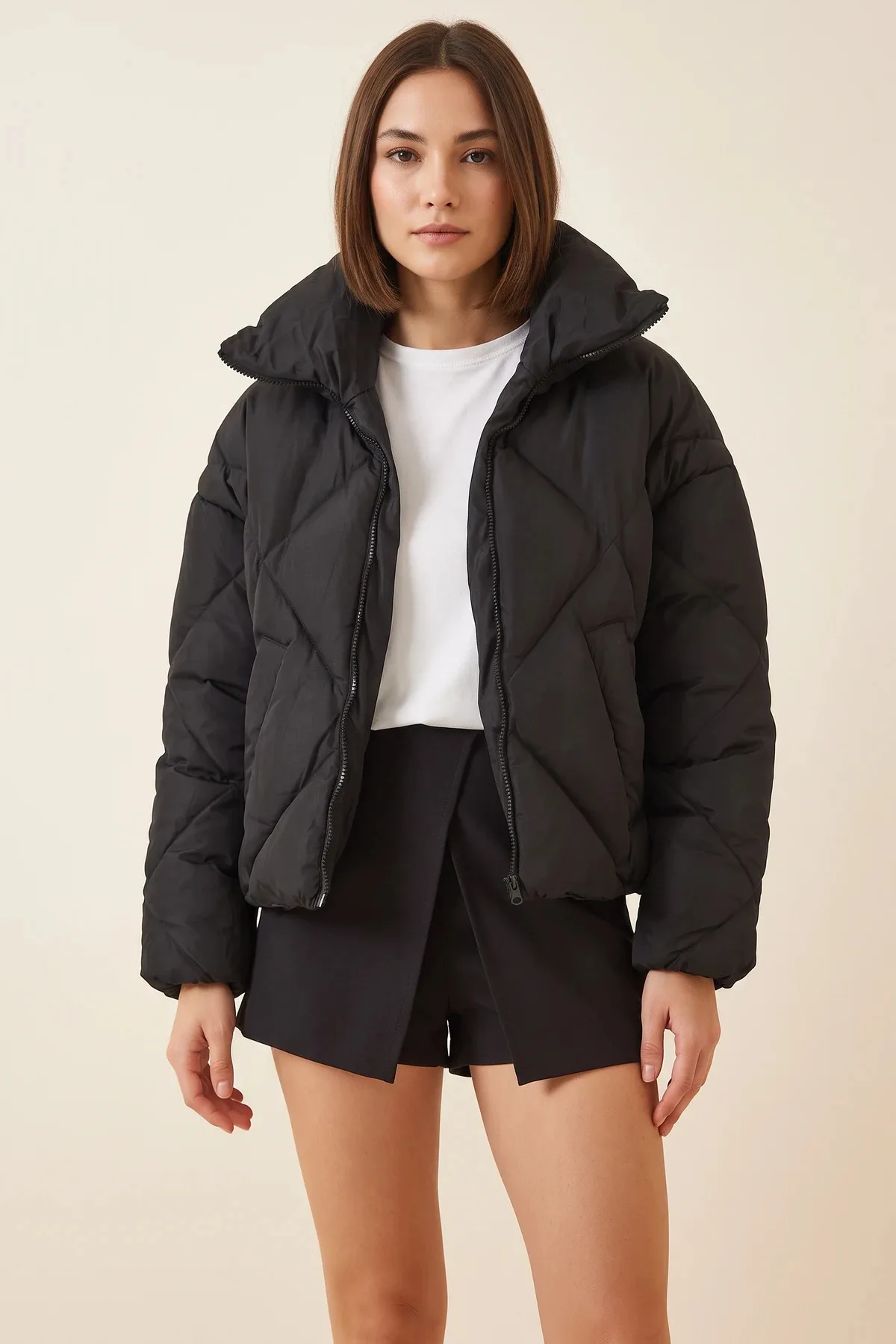 Kadın Oversize Siyah Mont