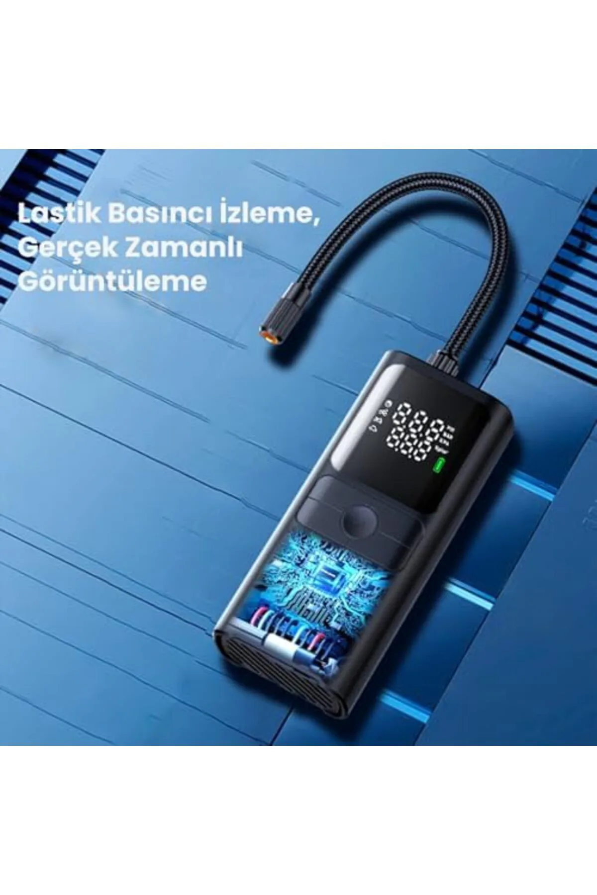 zkra shop 150PSI 4000mAh Şarjlı Taşınabilir Hava Pompası Araç Lastik, Bisiklet, Top Şişirme (Powerba