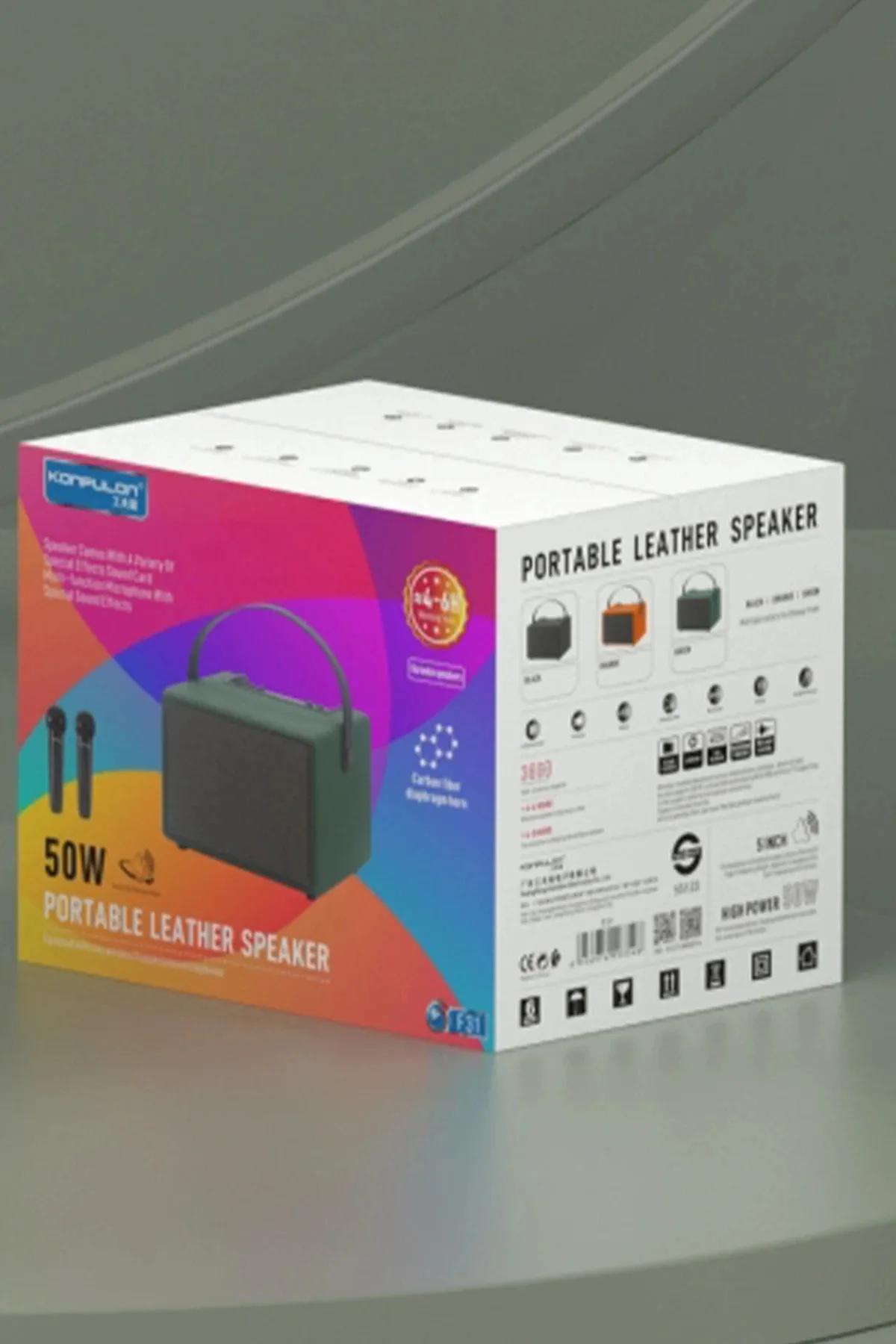 SVL-SHOP F31 50W Sürücülü 2 Adet Mikrofonlu BT 5.2 Kablosuz Hoparlör (213543) - Turuncu