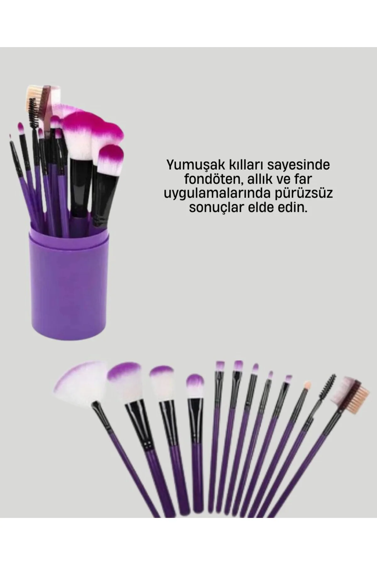 Kusursuz Makyaj İçin 12 Parça Profesyonel Fırça Seti Taşınabilir Kutu Hediyeli