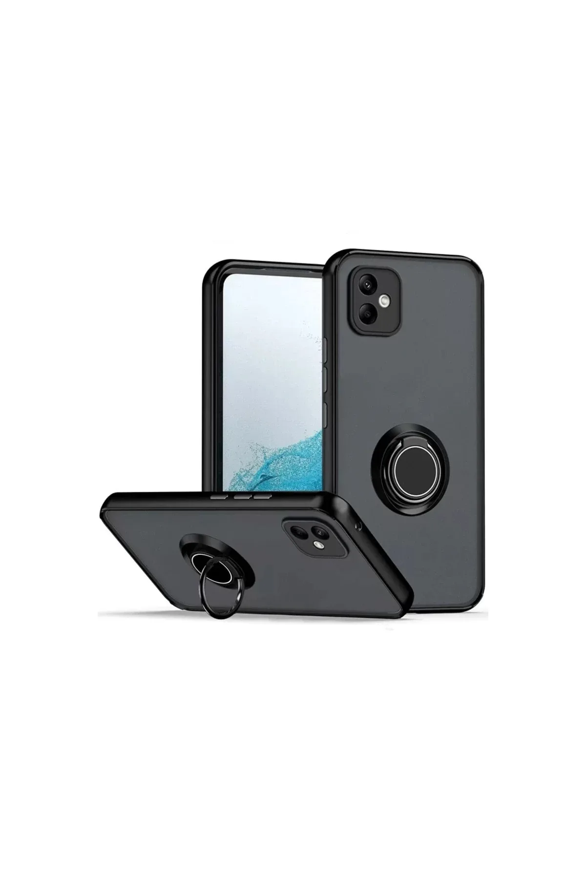 Newface Samsung Galaxy A06 Kılıf Montreal Yüzüklü Silikon Kapak - Siyah