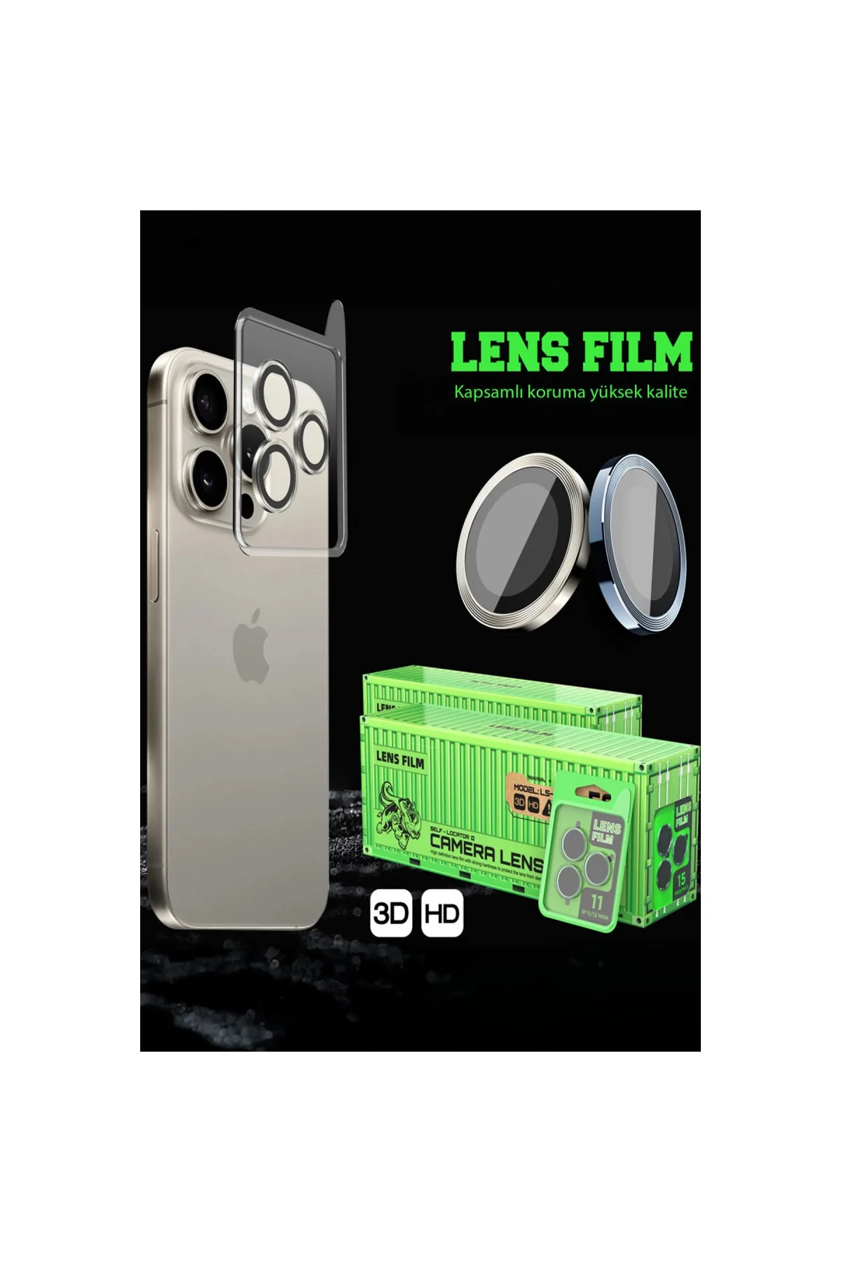 Apple İphone 16e Raze Metal Kamera Lens - Siyah