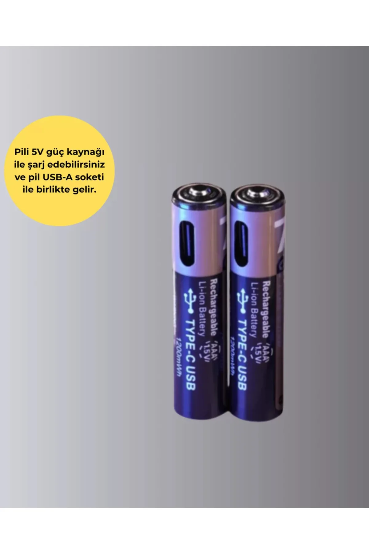 USB Type-C Şarjlı AAA Lityum Pil 1000+ Şarj Döngüsü ile Uzun Ömür