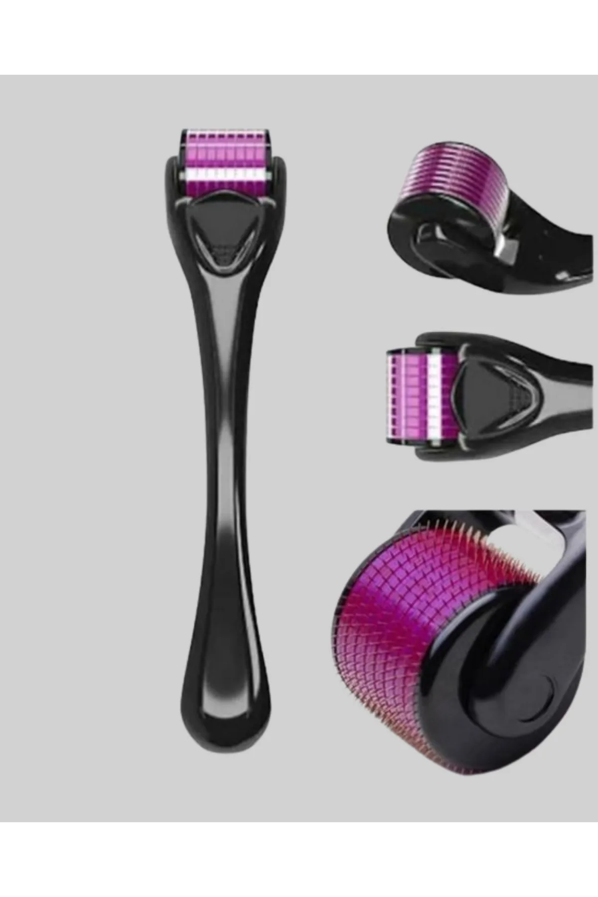 Evde Güvenli Kullanım İçin Titanyum Derma Roller – Siyah Saplı