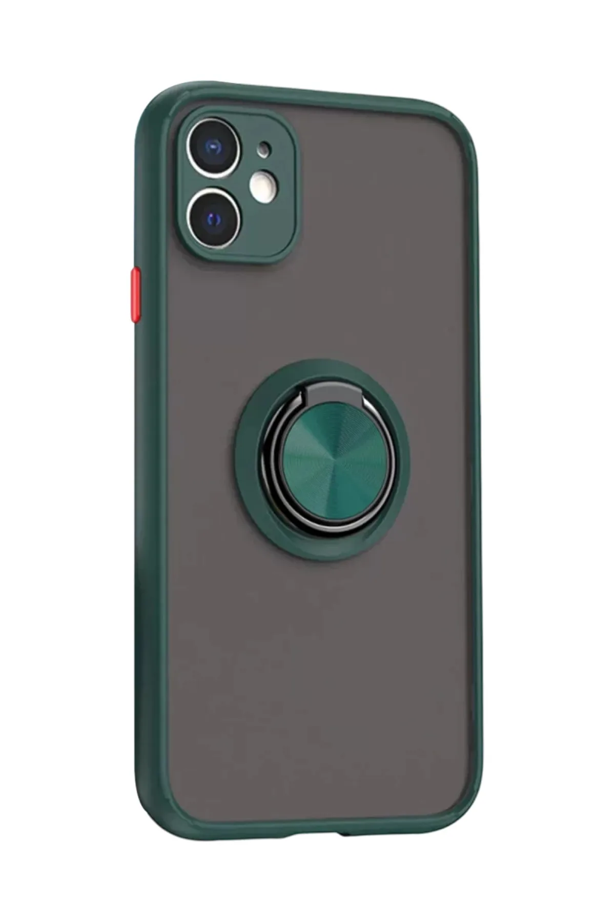 Newface Apple iPhone 11 Kılıf Montreal Yüzüklü Silikon Kapak - Yeşil