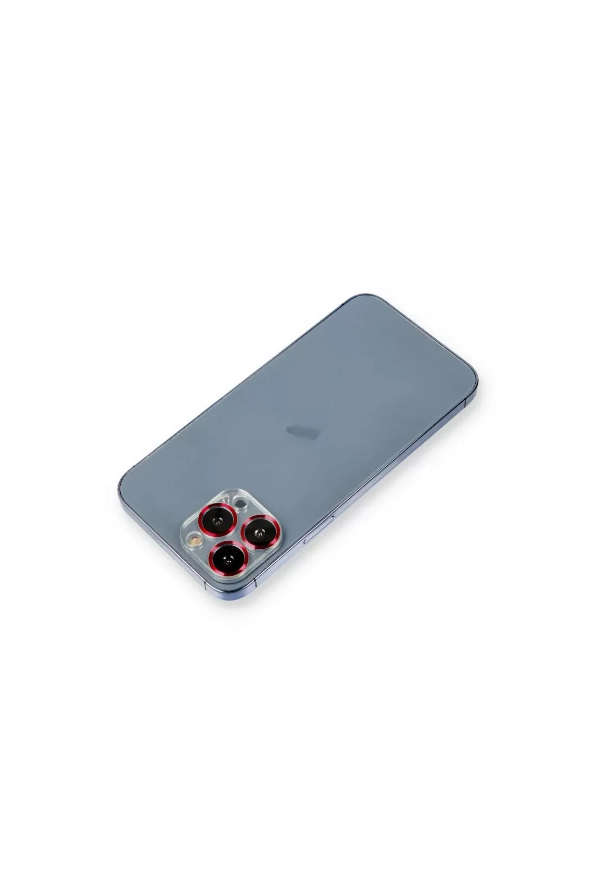 Newface Apple iPhone 12 Pro Max Metal Kamera Lens Koruma Cam - Kırmızı