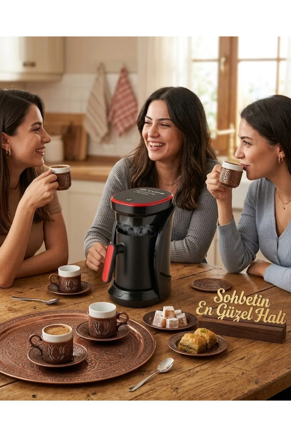 Modern Tasarımlı Türk Kahvesi Makinesi Taşma Emniyetli 4 Fincan Kapasiteli