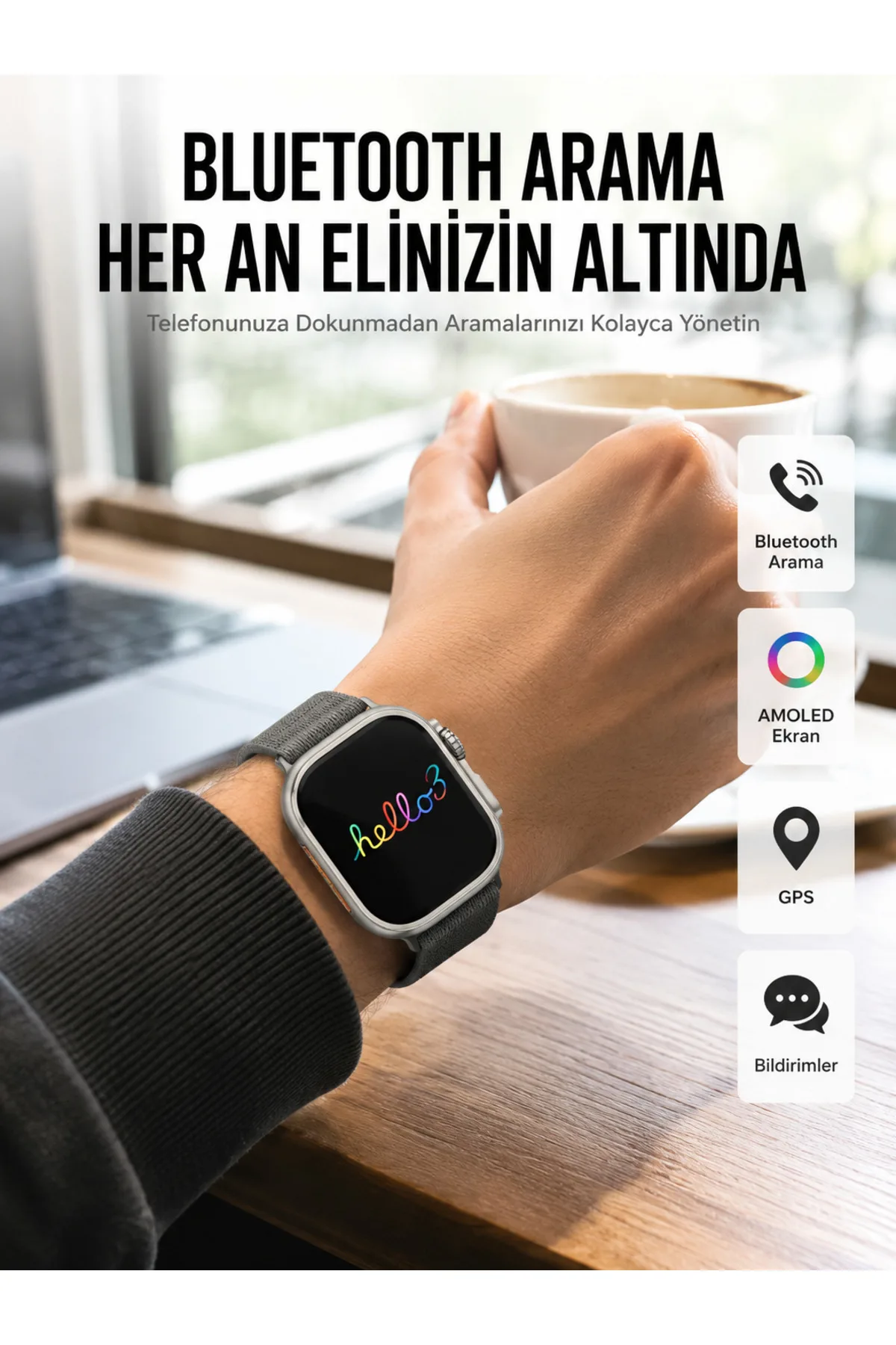 Yeni Nesil 3 Kordonlu Kol Saati 49 MM Amoled Ekran Akıllı Saat - Lisinya