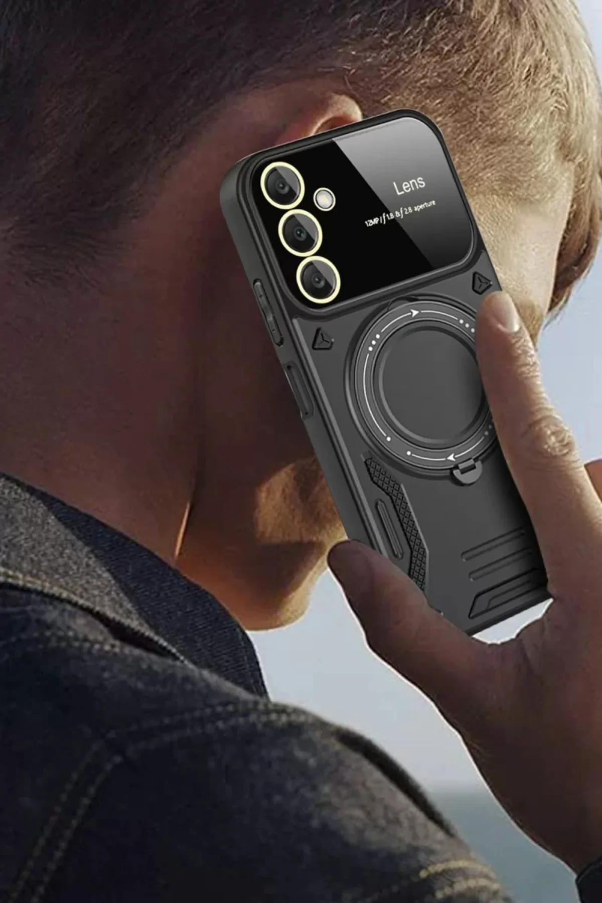 Newface Samsung Galaxy A14 4G Kılıf Joy Lens Standlı Kapak - Mor