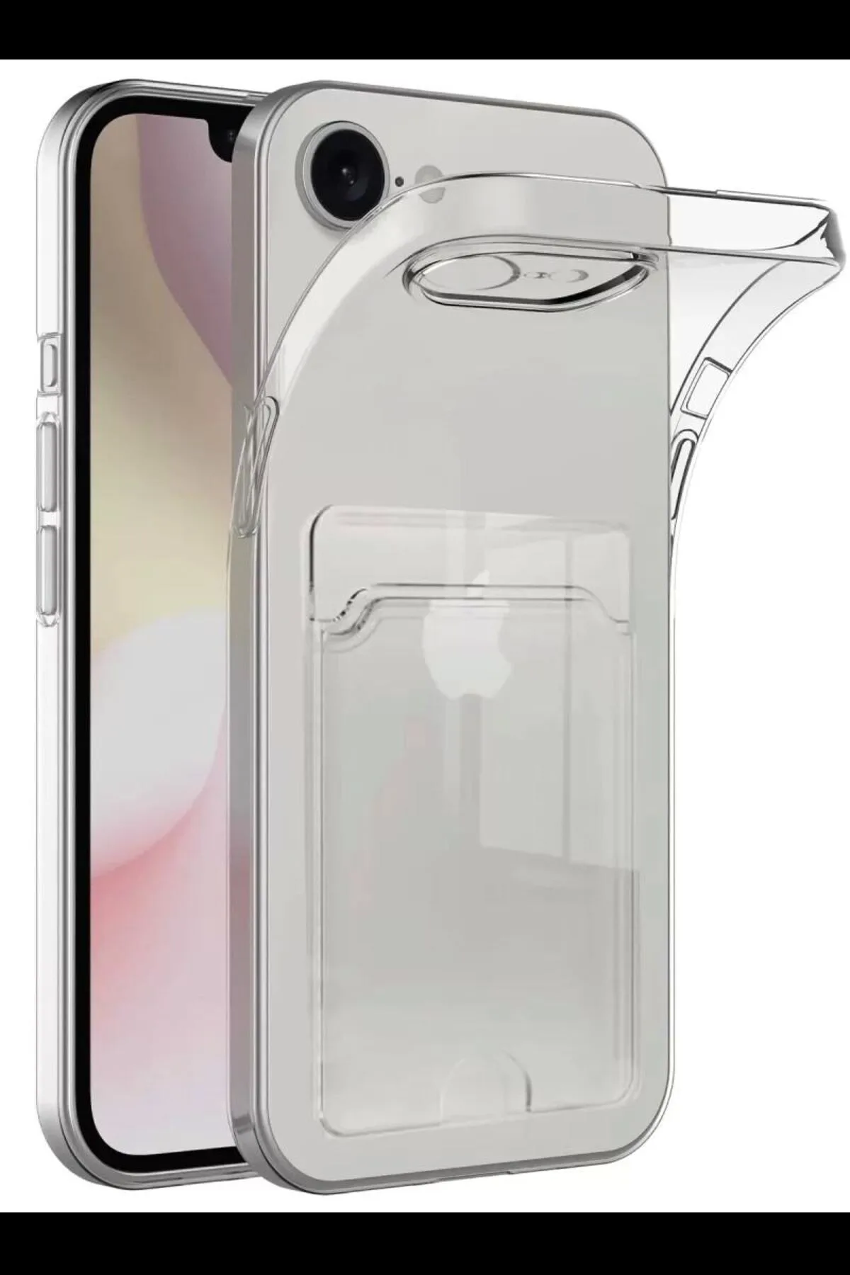 Newface Apple iPhone 16E Kılıf Kart Şeffaf Silikon - Şeffaf
