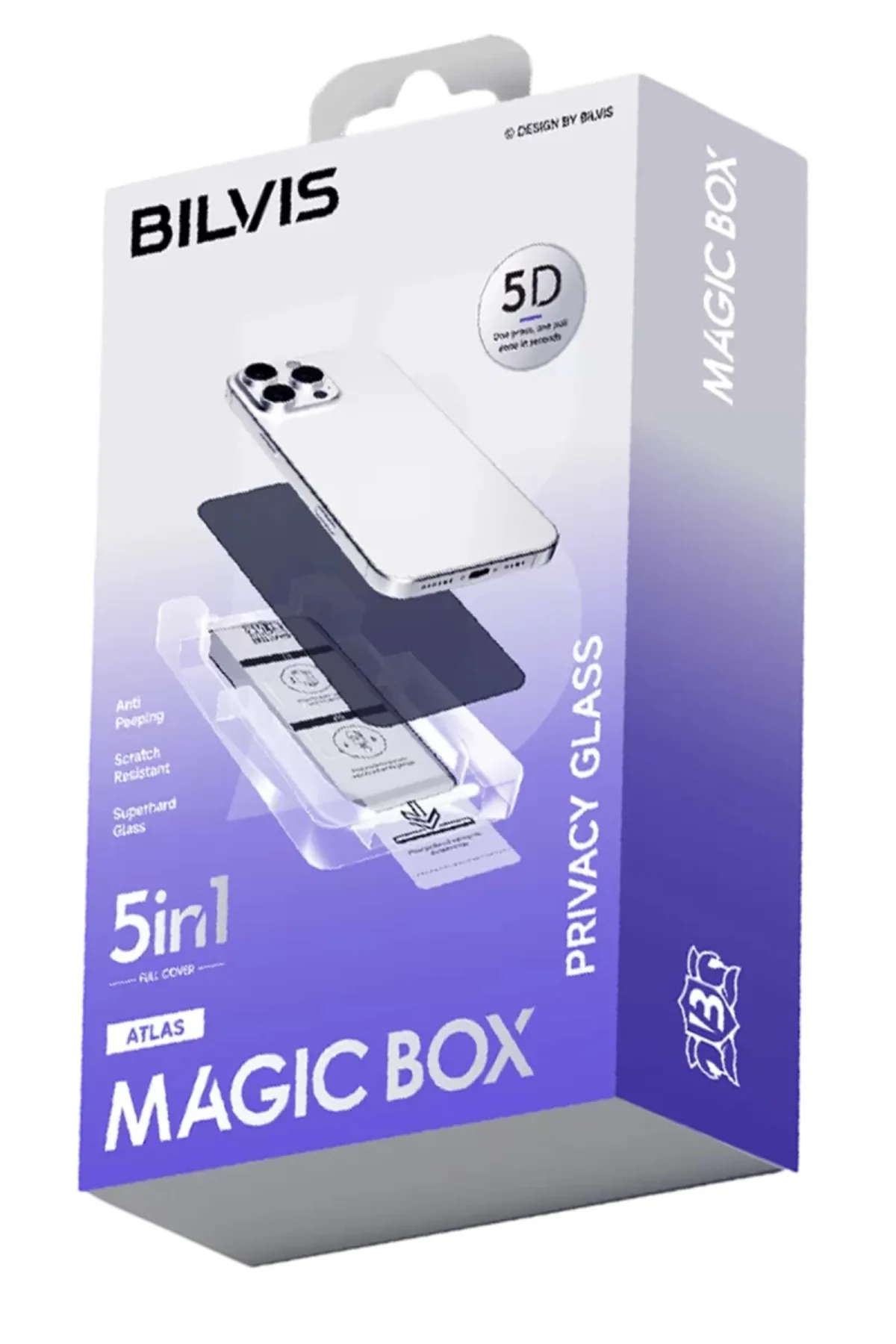 Newface Apple iPhone 14 Pro Max Bilvis 5in1 5D Magic Hayalet Cam Ekran Koruyucu - Siyah