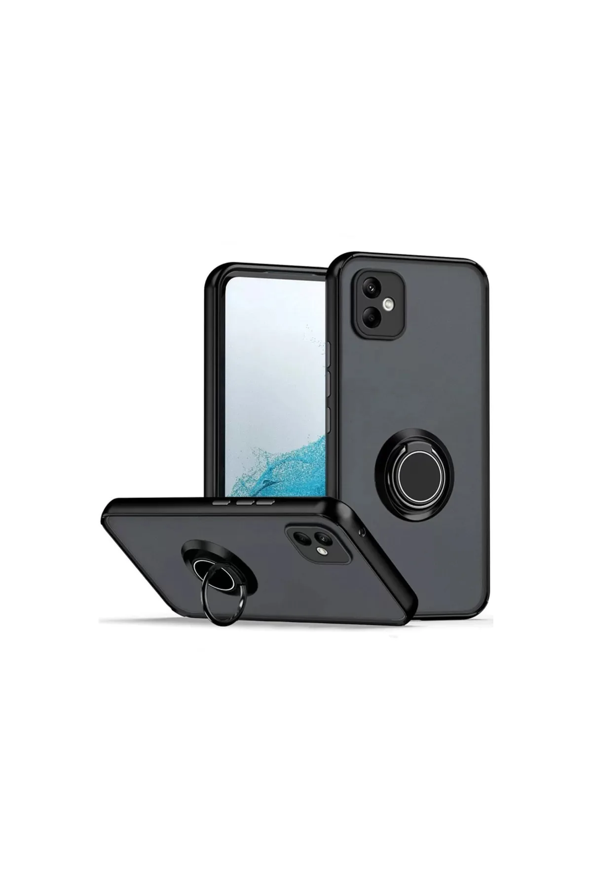 Newface Samsung Galaxy A06 Kılıf Montreal Yüzüklü Silikon Kapak - Siyah