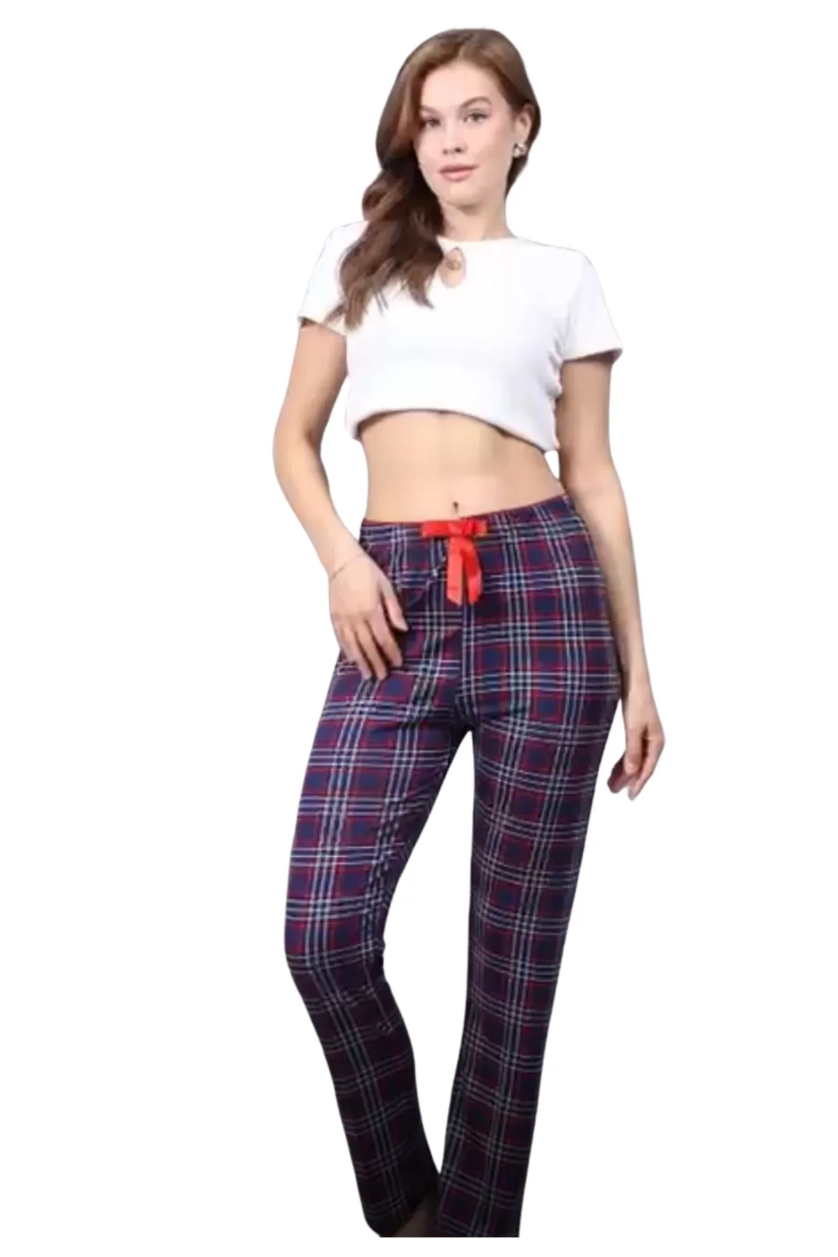 Pijama Altı Modal Ring Viskon Kumaş-Ekose Desenli