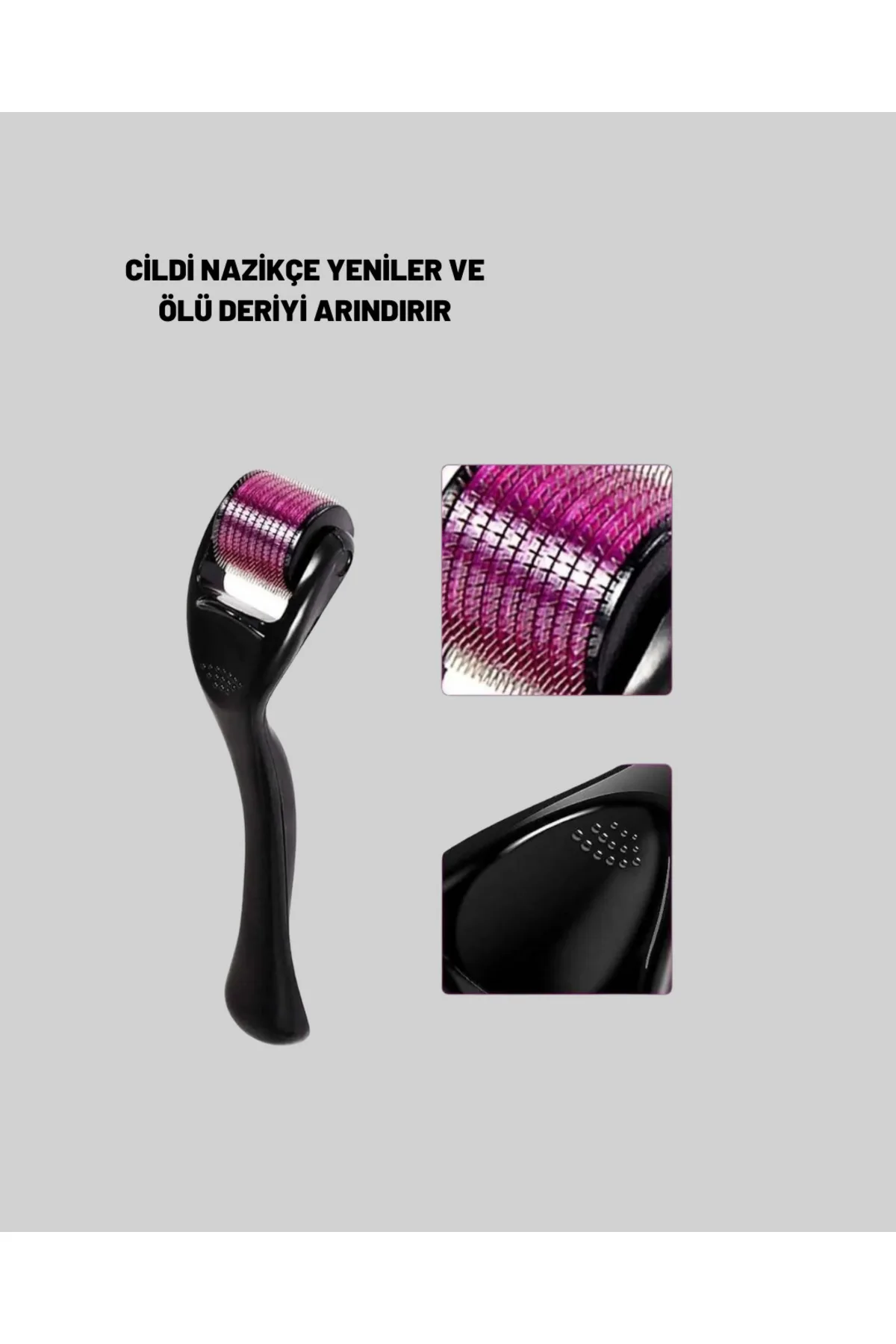 Evde Güvenli Kullanım İçin Titanyum Derma Roller – Siyah Saplı