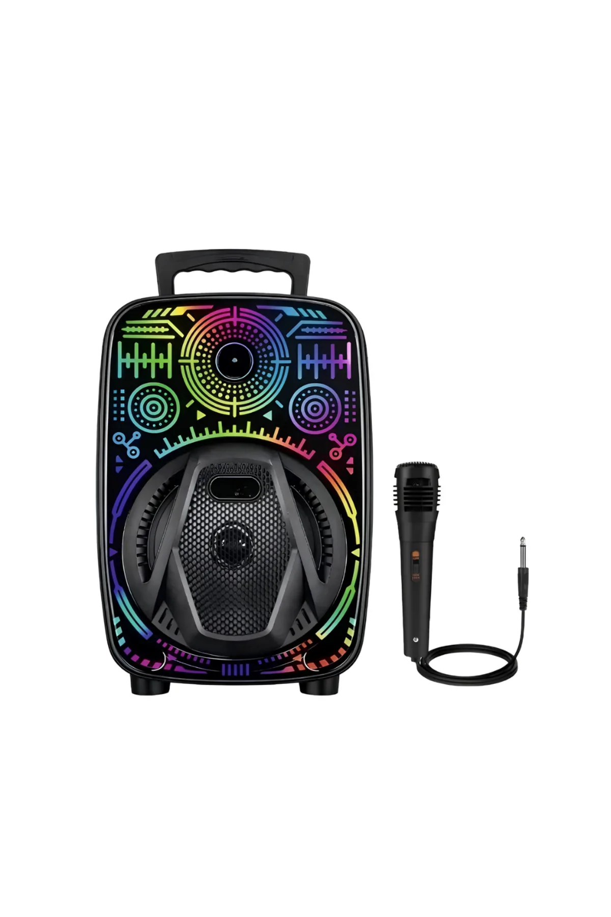 Taşınabilir Bluetooth Speaker Mikrofonlu Rgb Işıklı Karaoke Ses Sistemi