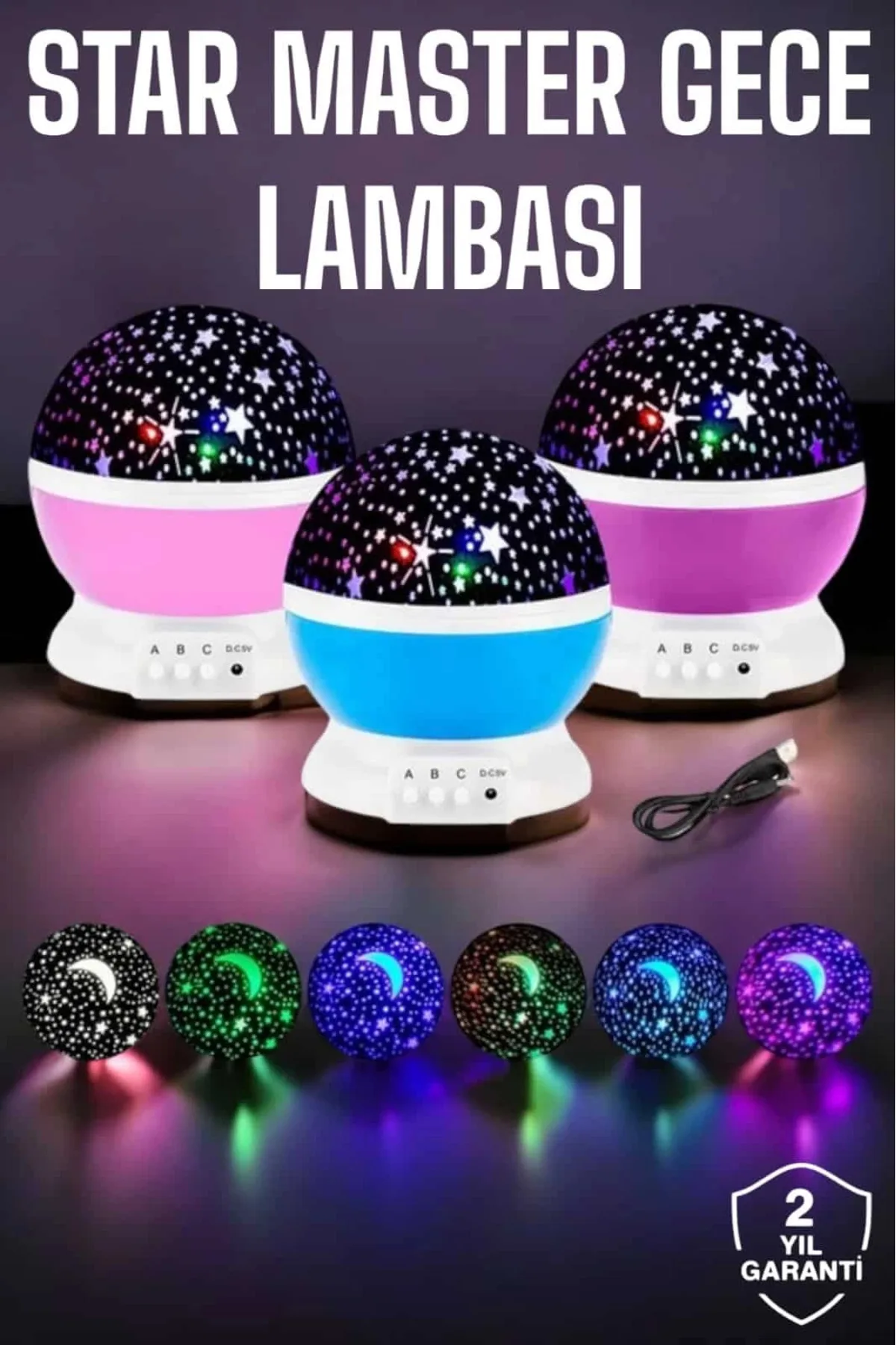 İthalat® Mavi Ve Mor Işıklı Projeksiyon Lambası