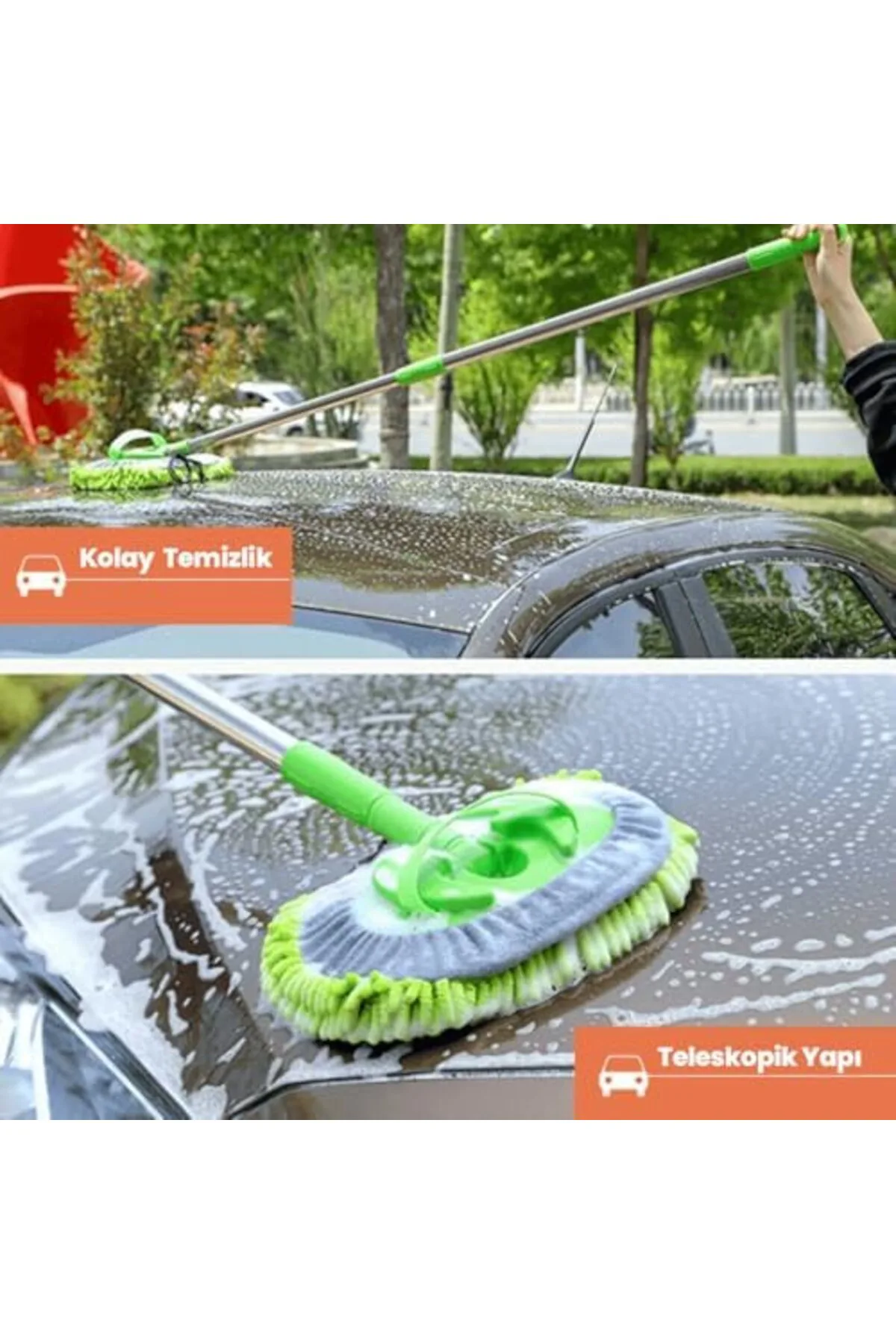 Livastore Araba Yıkama Fırçası YEDEK Paspaslı Mop/Paspas, Uzun Saplı Detaylı Yıkama Fırçası,Mikrofib