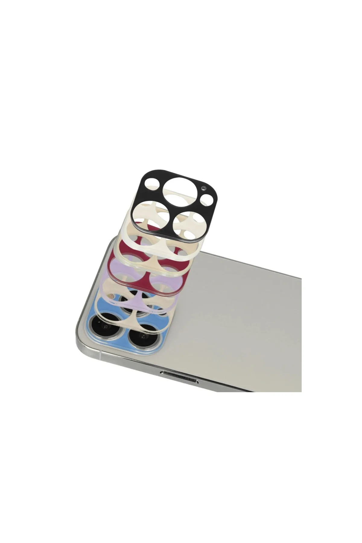 Apple İphone 13 Pro Max Rainbow Kamera Lens Koruma Cam - Koyu Kırmızı