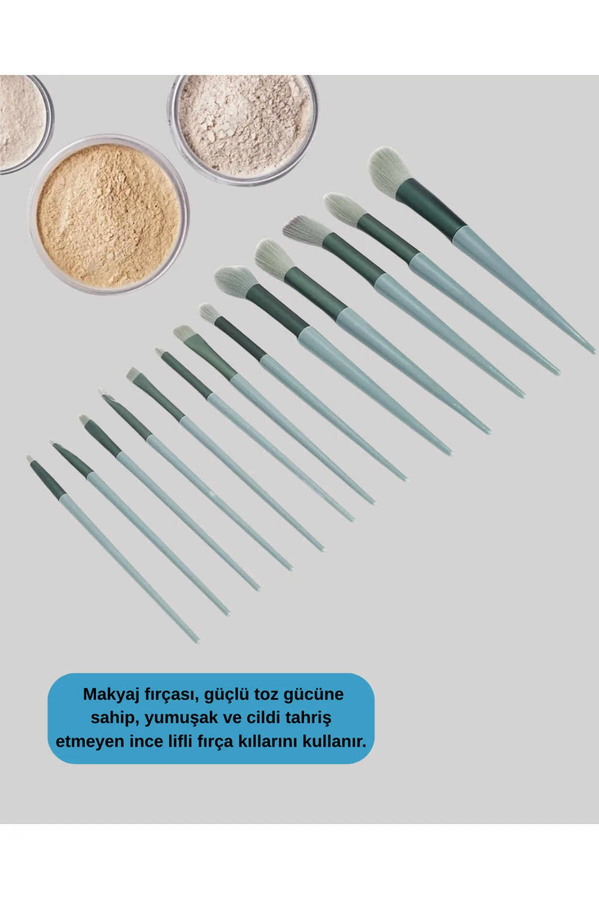 Taşınabilir Ergonomik Yapılı 13 Adet Fiber Kıllı Yüz ve Göz Makyaj Fırçası Seti