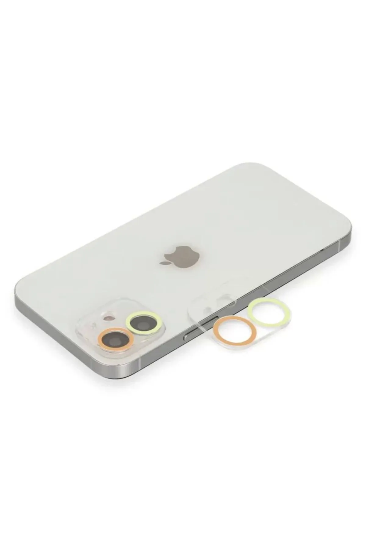 Apple iPhone 11 Renkli Kamera Lens Koruma Cam - Sarı-Turuncu