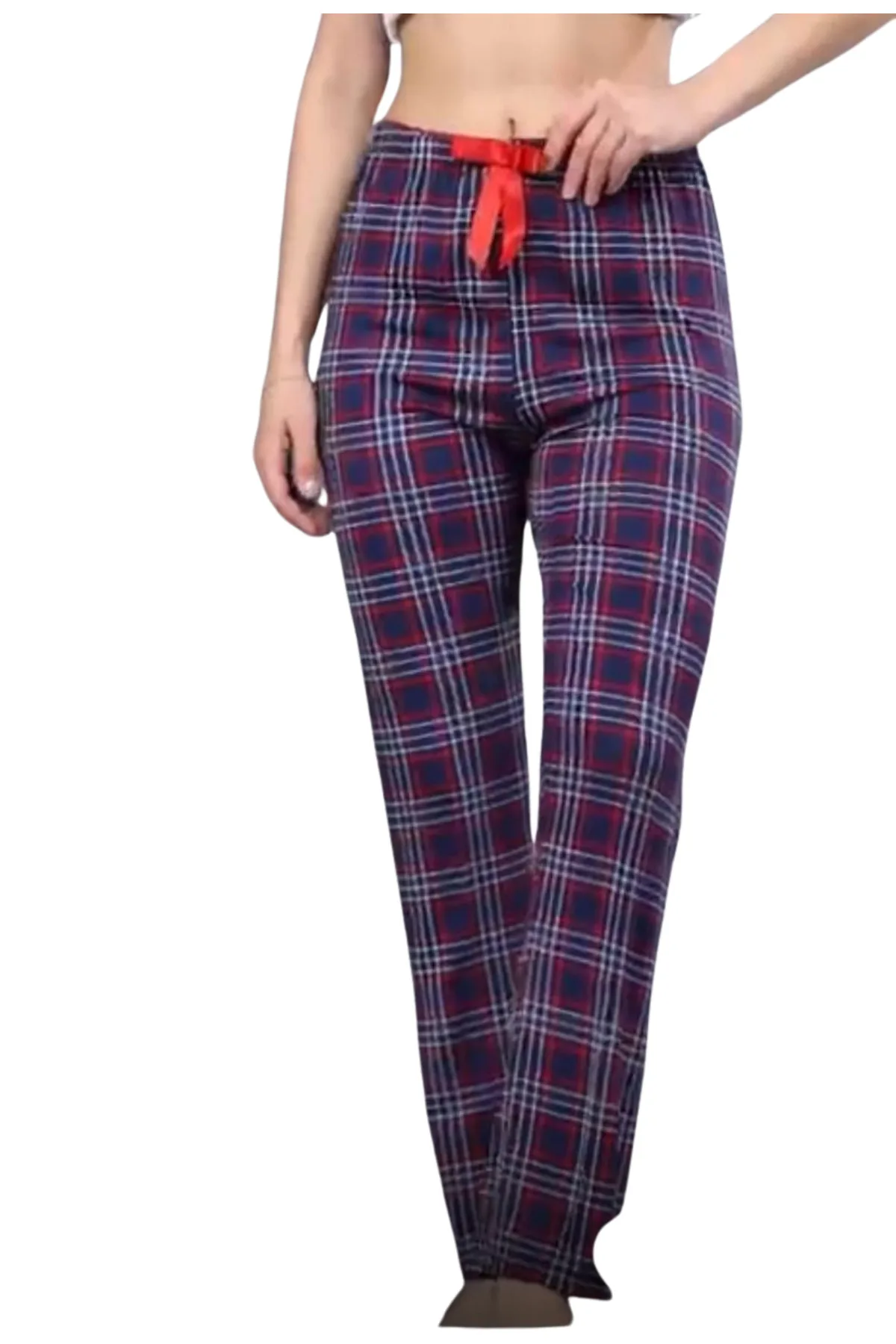 Pijama Altı Modal Ring Viskon Kumaş-Ekose Desenli
