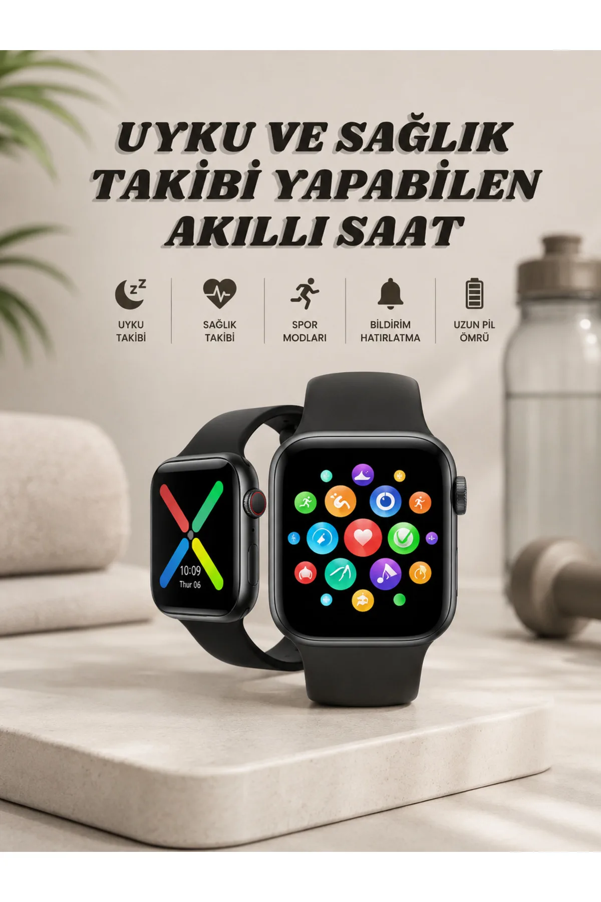Akıllı Saat Wireless Şarj Yüksek Çözünürlüklü Müzik Dinleme Sesli Cevaplama