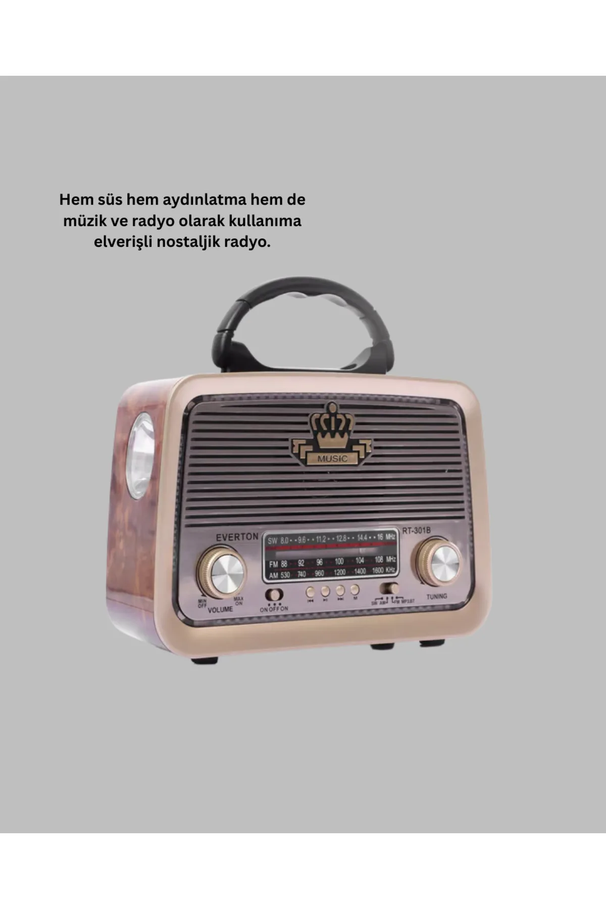 Ahşap Nostaljik Radyo Bluetooth USB SD Kart Destekli