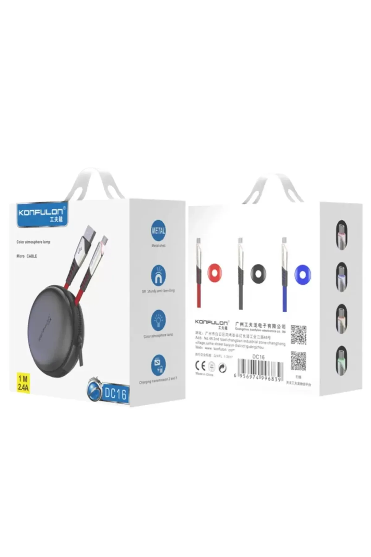 Konfulon DC16 Micro USB Kablo 1M 2.4A - Mavi