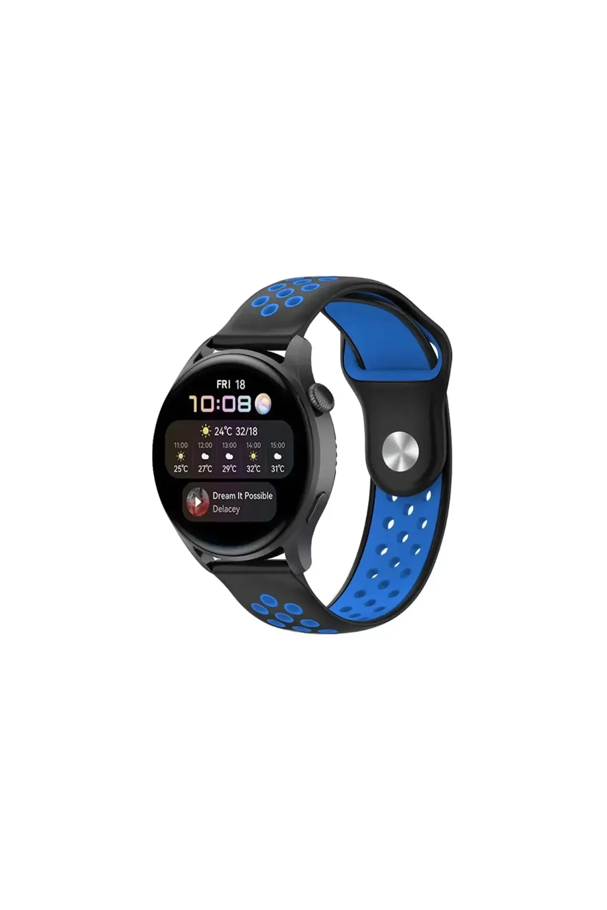 Newface Watch 20mm Spor Delikli Kordon - Siyah-Mavi