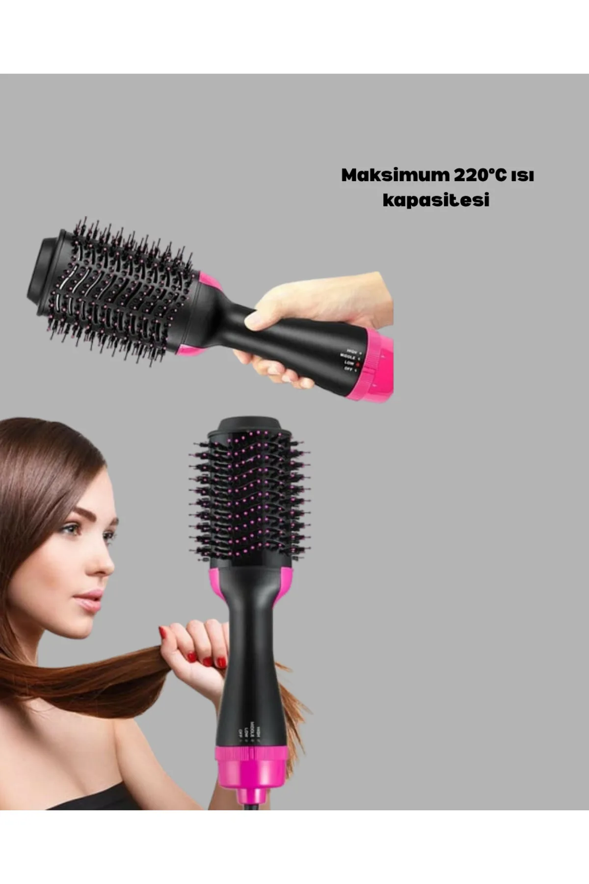 220°C Profesyonel Fön Tarağı – Negatif İyon Teknolojili, 3 Isı Kademeli, 1200W