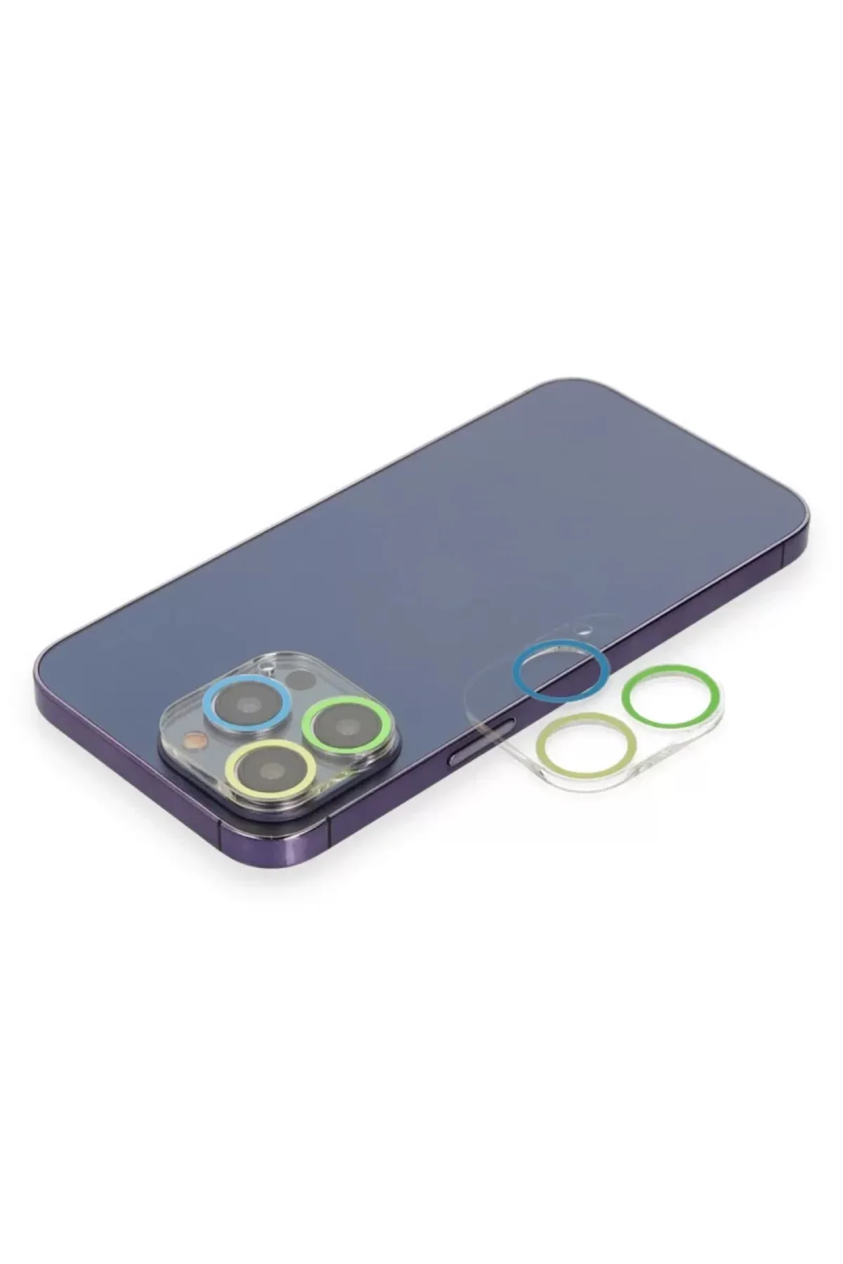 Newface Apple iPhone 12 Pro Renkli Kamera Lens Koruma Cam - Yeşil-Sarı