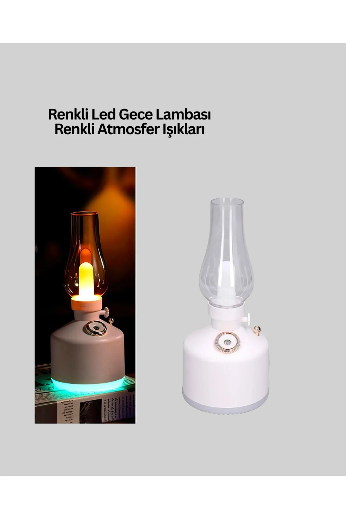 USB Şarjlı Retro Gaz Lambası Hava Nemlendirici Led Atmosfer Işıklı