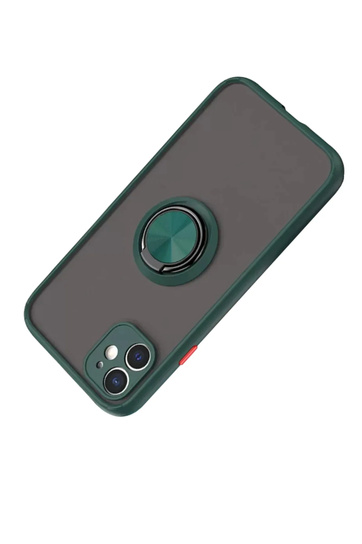 Newface Apple iPhone 11 Kılıf Montreal Yüzüklü Silikon Kapak - Yeşil