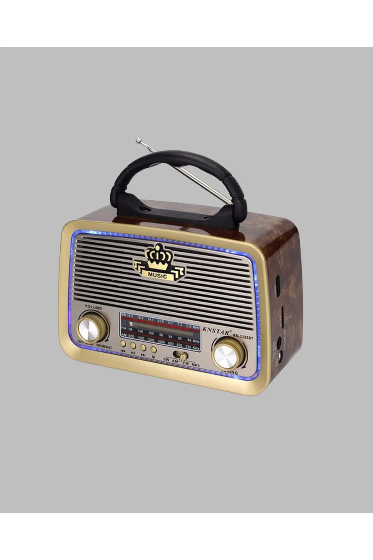 Ahşap Nostaljik Radyo Bluetooth USB SD Kart Destekli