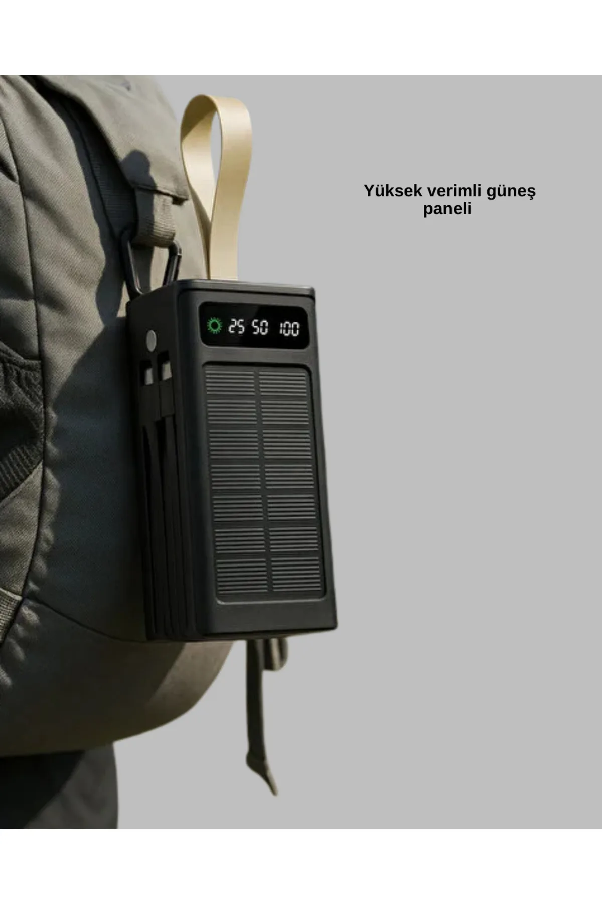LED Aydınlatmalı Güneş Panelli Powerbank Seyahat ve Kamp İçin Taşınabilir Ş