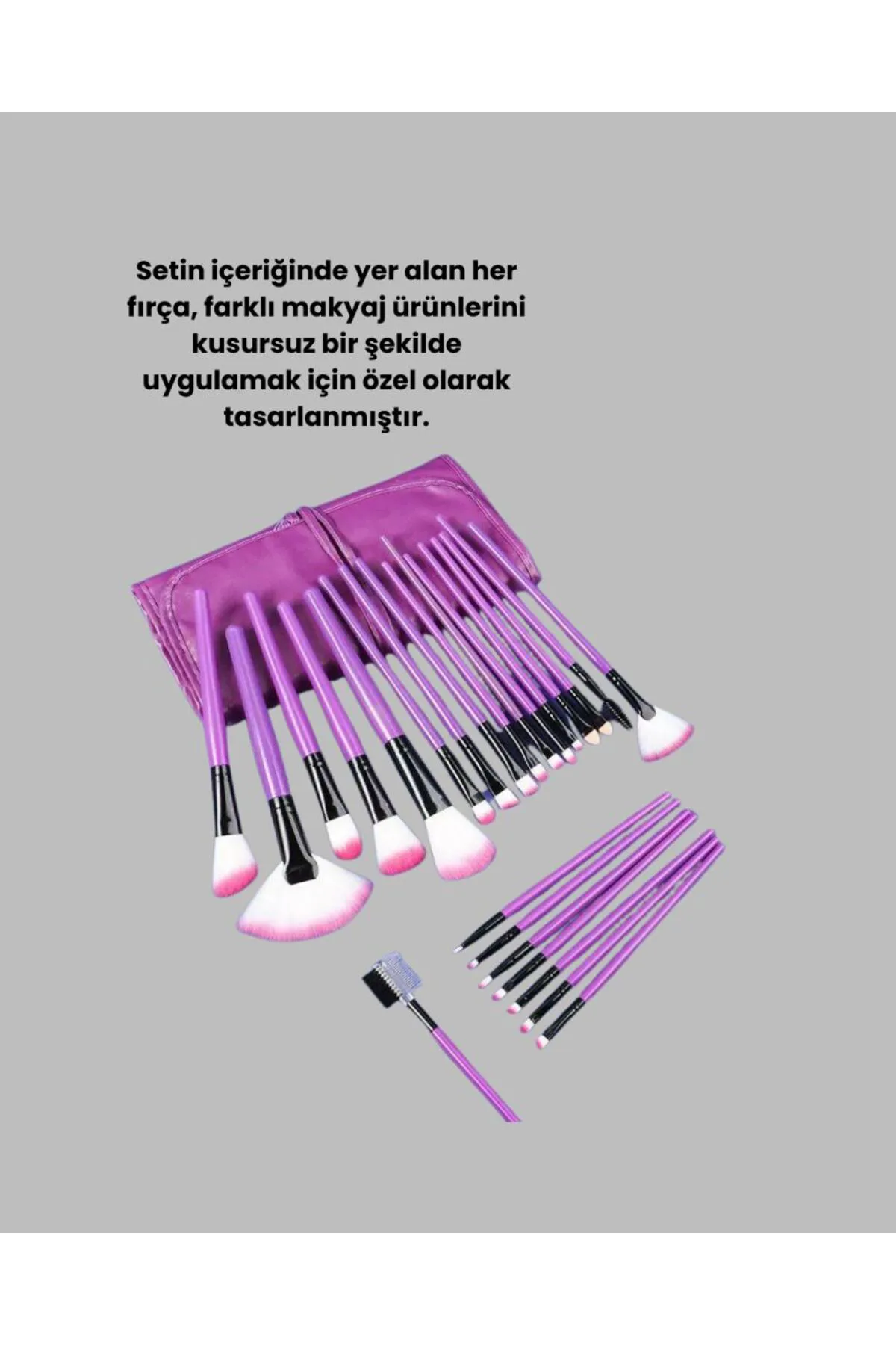 Ergonomik Saplı Fiber Kıllı 12'li Makyaj Fırça Takımı Göz ve Ten Makyajı İçin Uygun
