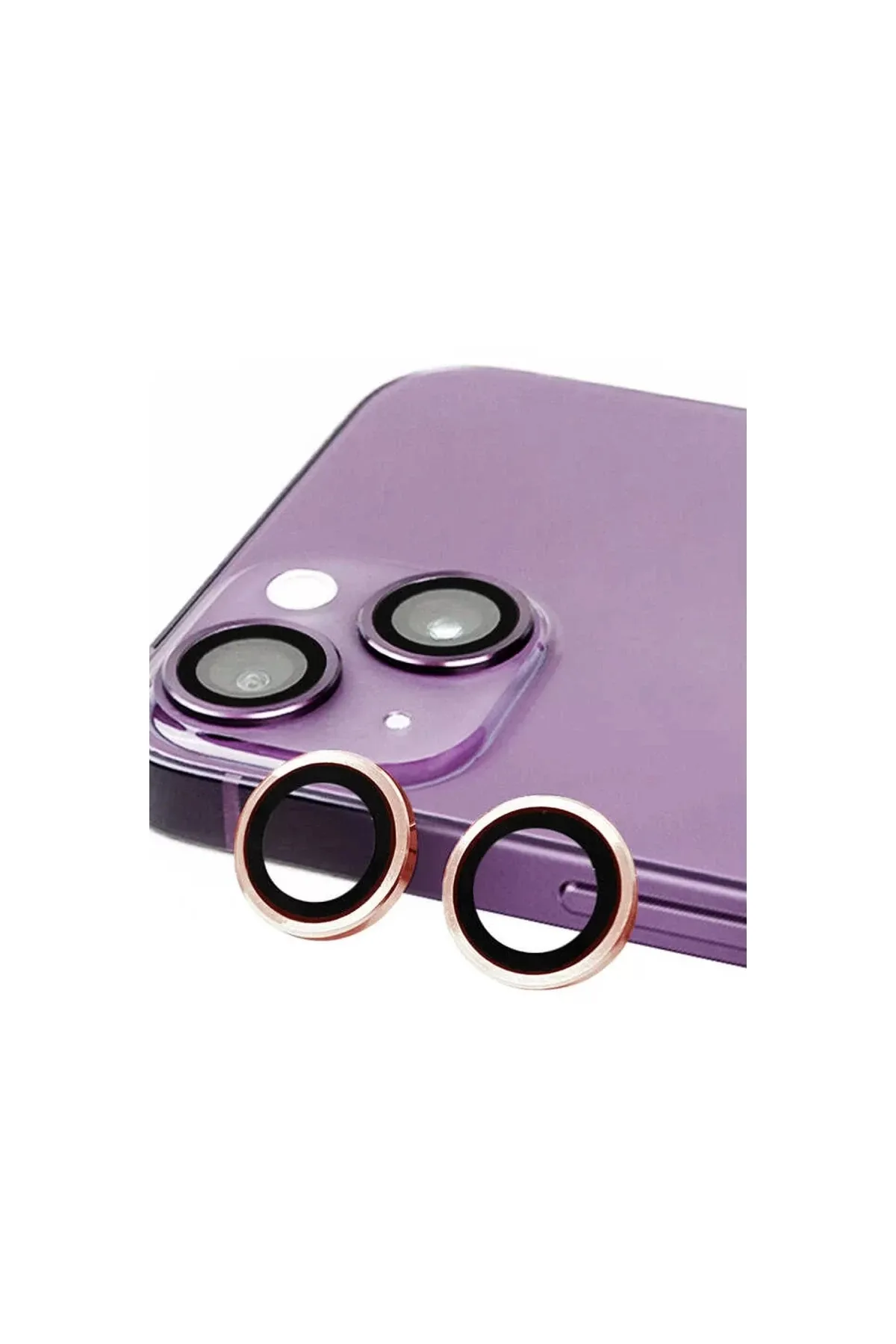 Newface Apple iPhone 13 Mini Raze Metal Kamera Lens - Pembe