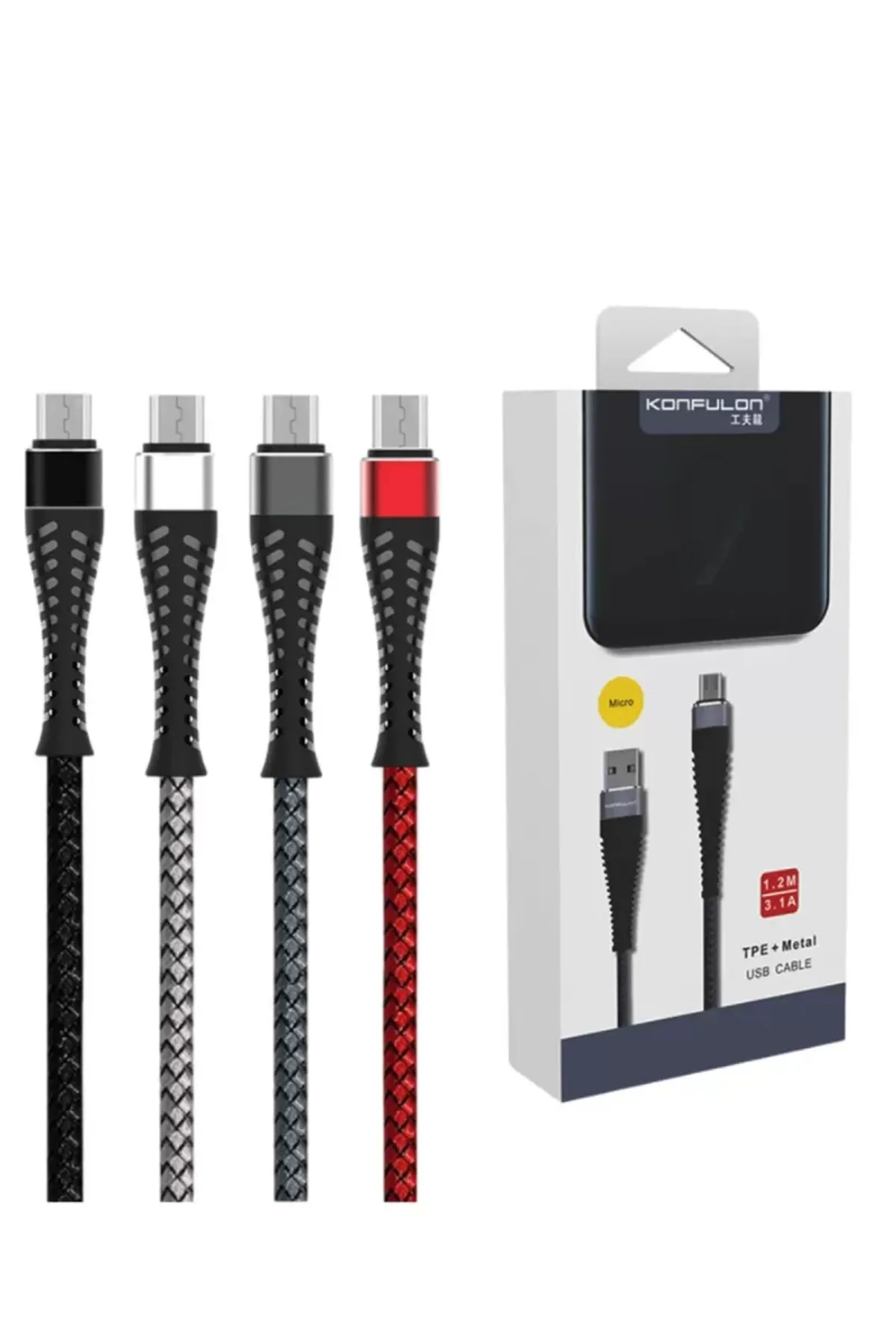Konfulon S61 Micro USB Kablo 1.2M 2.1A - Siyah