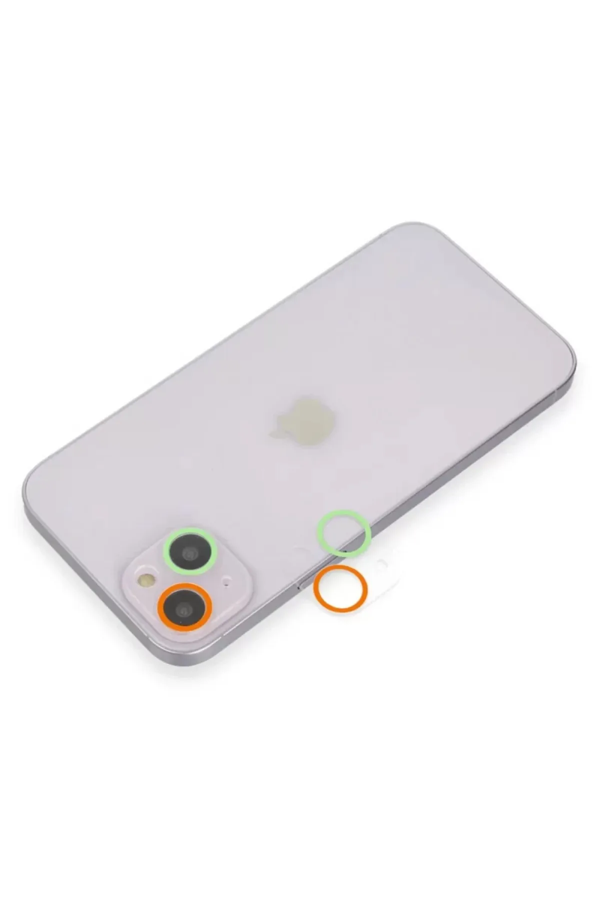 Newface Apple iPhone 13 Mini Renkli Kamera Lens Koruma Cam - Turuncu-Yeşil