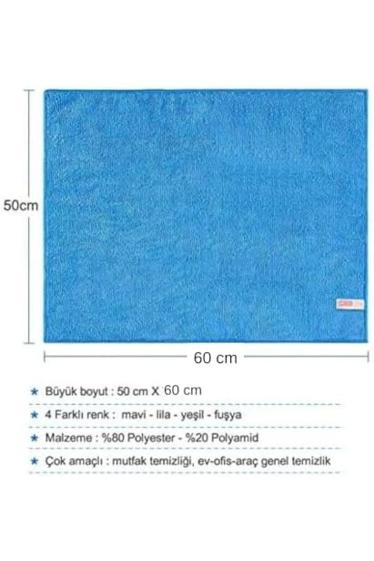 Terra Organik Mikrofiber Bez – Oto Havlu ve Yer Kurulama Bezi, 50x60 cm | Süper Emici, İz Bırakmayan