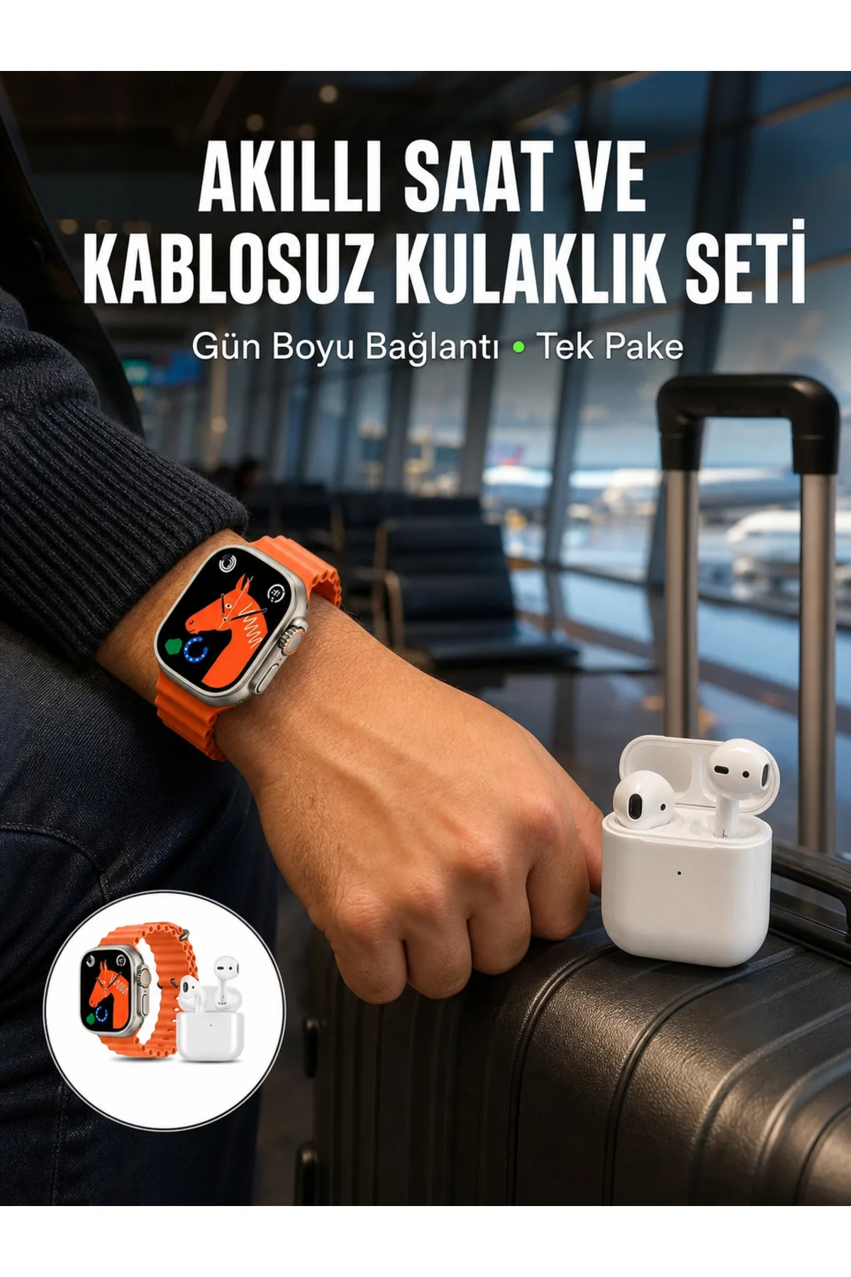 Watch 9 Max Akıllı Saat Seti 2 Kordonlu Kablosuz Kulaklık Hediyeli Yeni Nesil