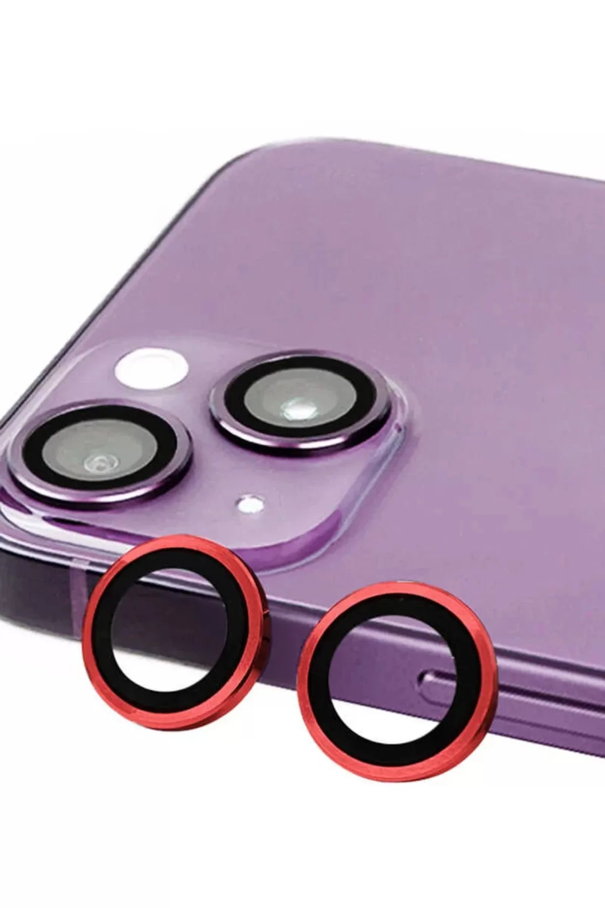 Newface Apple iPhone 14 Plus Raze Metal Kamera Lens - Kırmızı