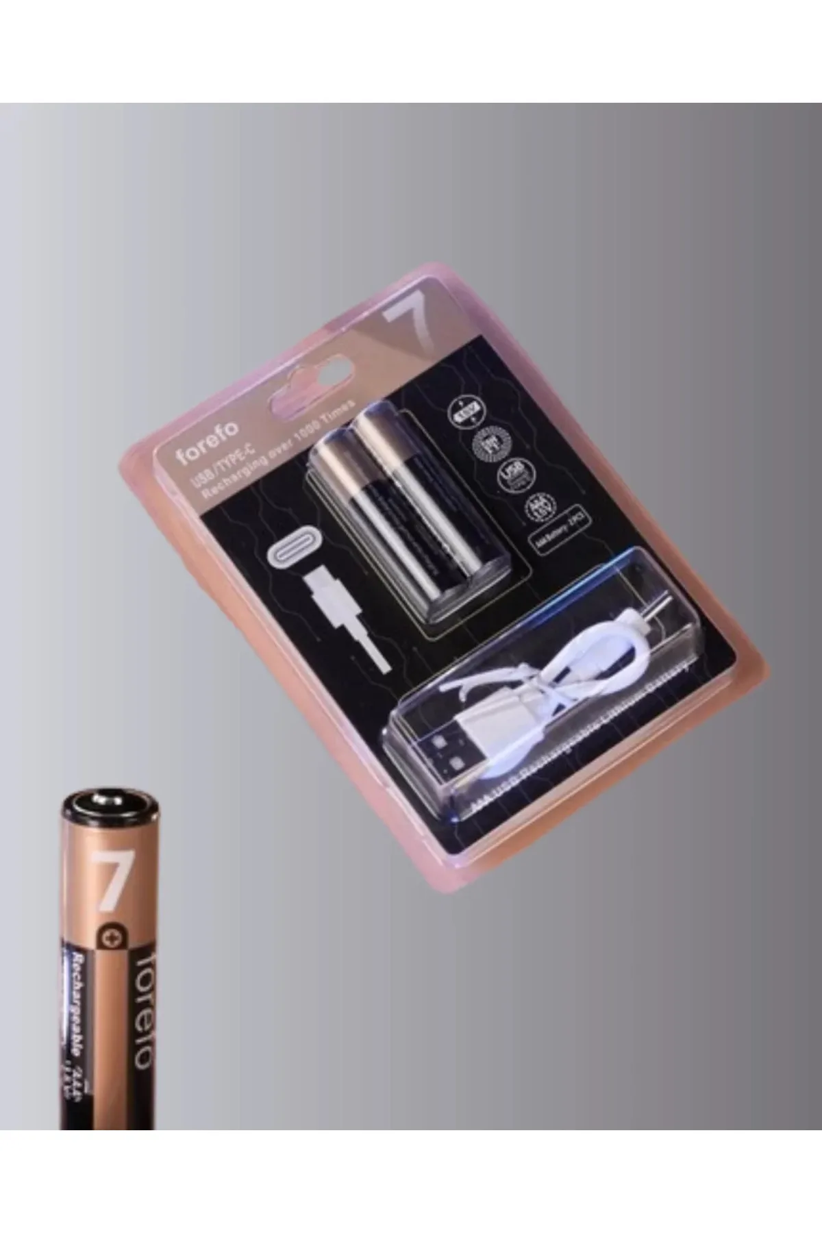 USB Type-C Şarjlı AAA Lityum Pil 1000+ Şarj Döngüsü ile Uzun Ömür