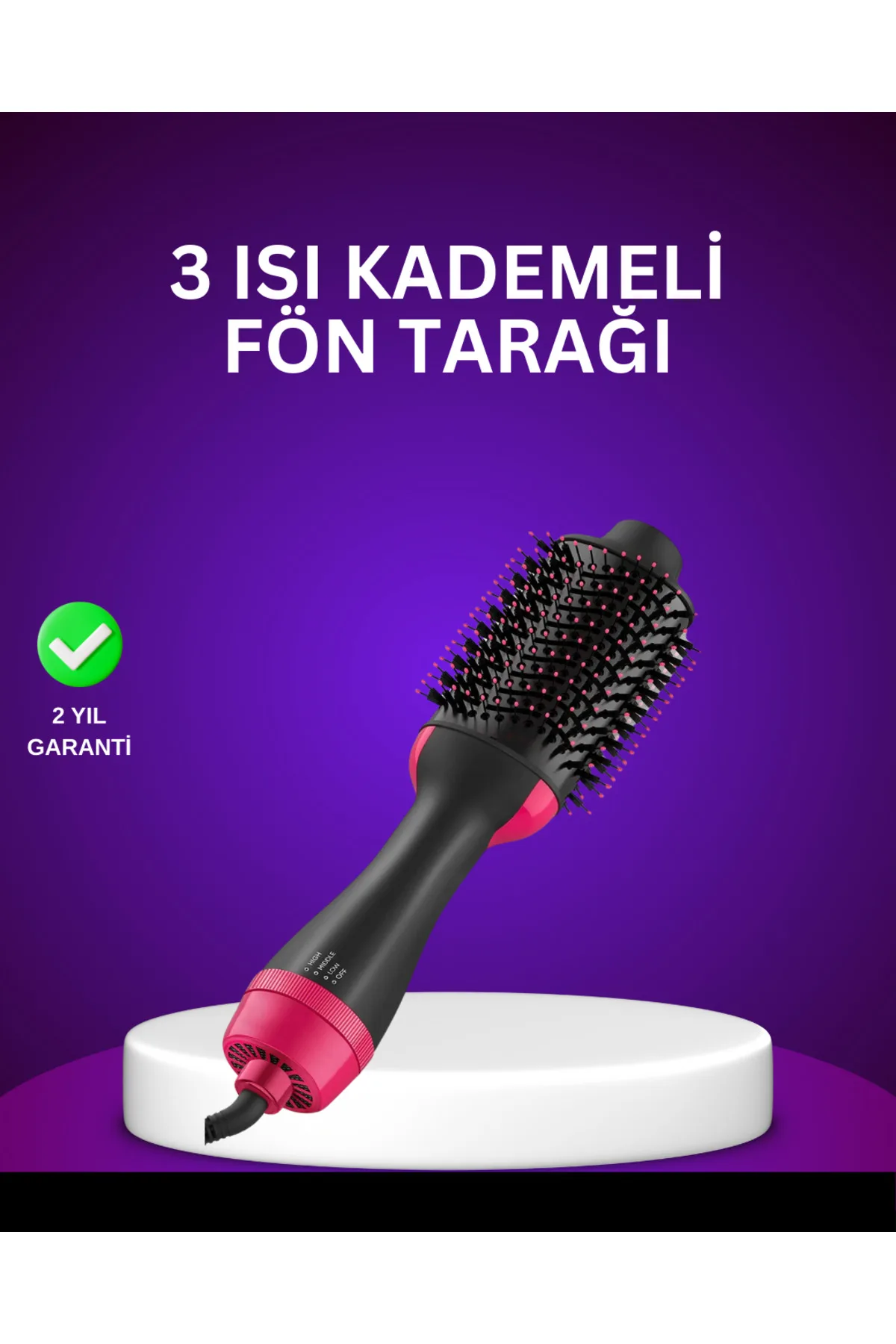 Negatif İyon Teknolojili Saç Kurutma ve Şekillendirme Fırçası