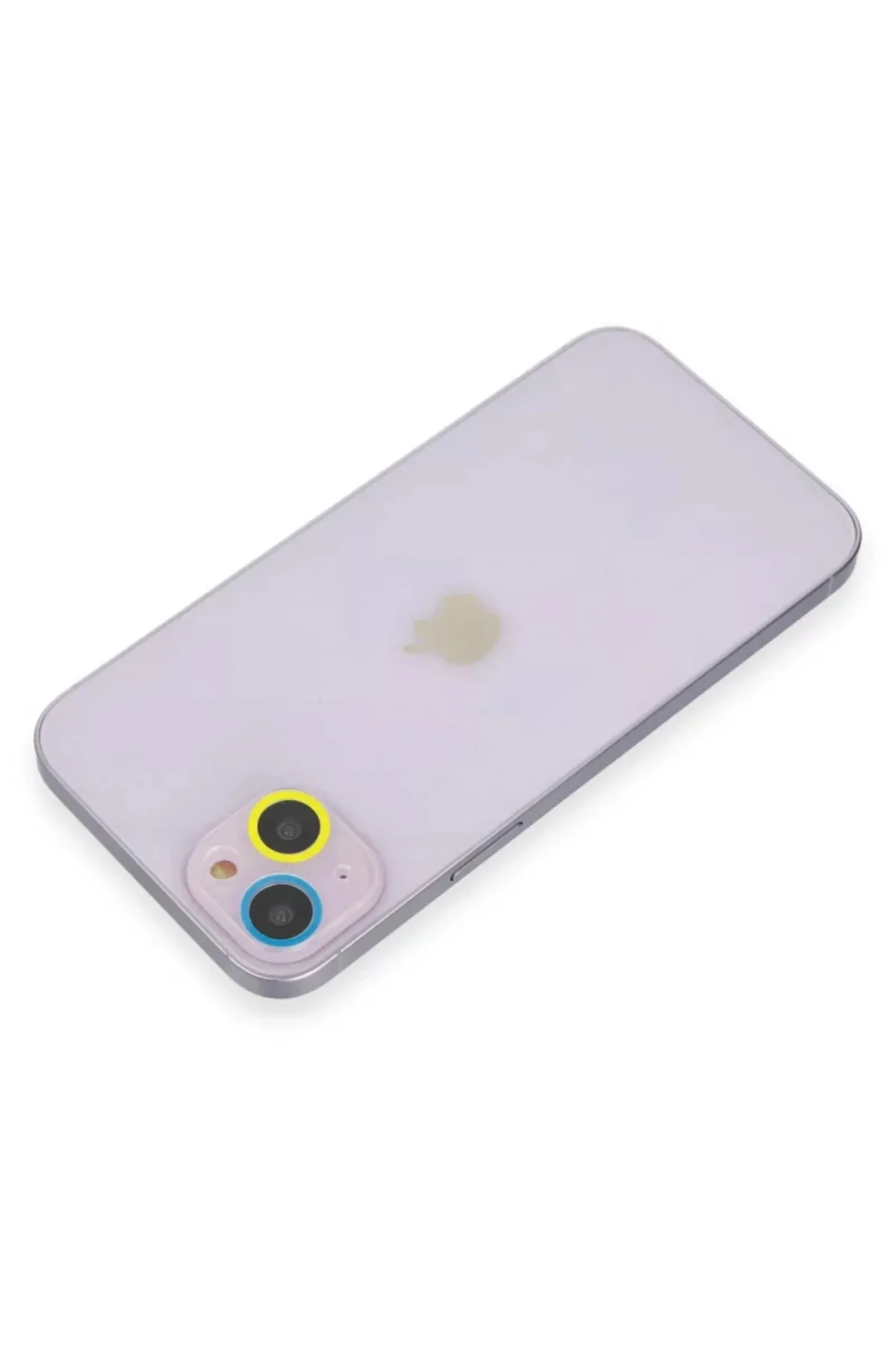 Newface Apple iPhone 13 Renkli Kamera Lens Koruma Cam - Sarı-Mavi