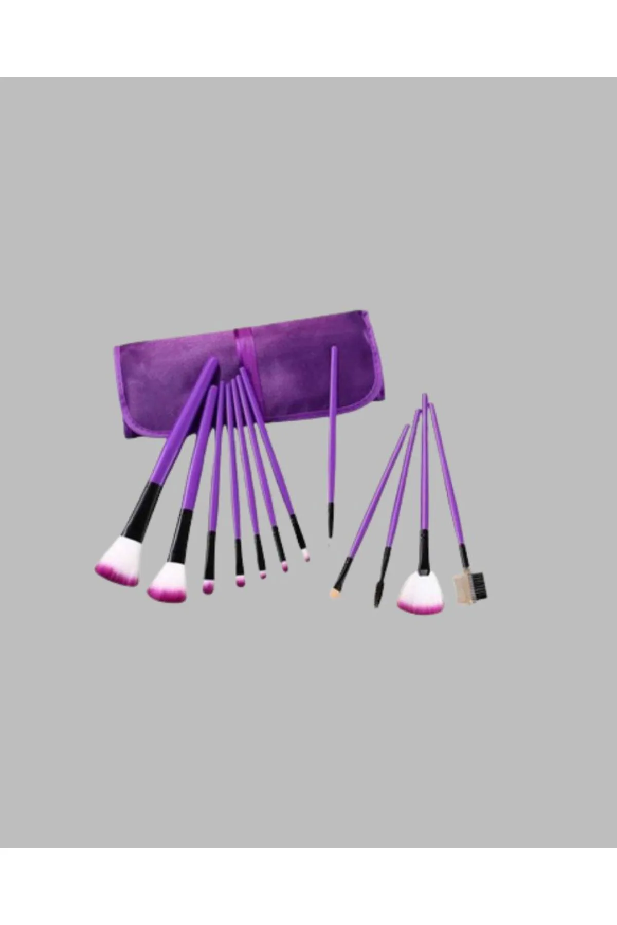 Ergonomik Saplı Fiber Kıllı 12'li Makyaj Fırça Takımı Göz ve Ten Makyajı İçin Uygun