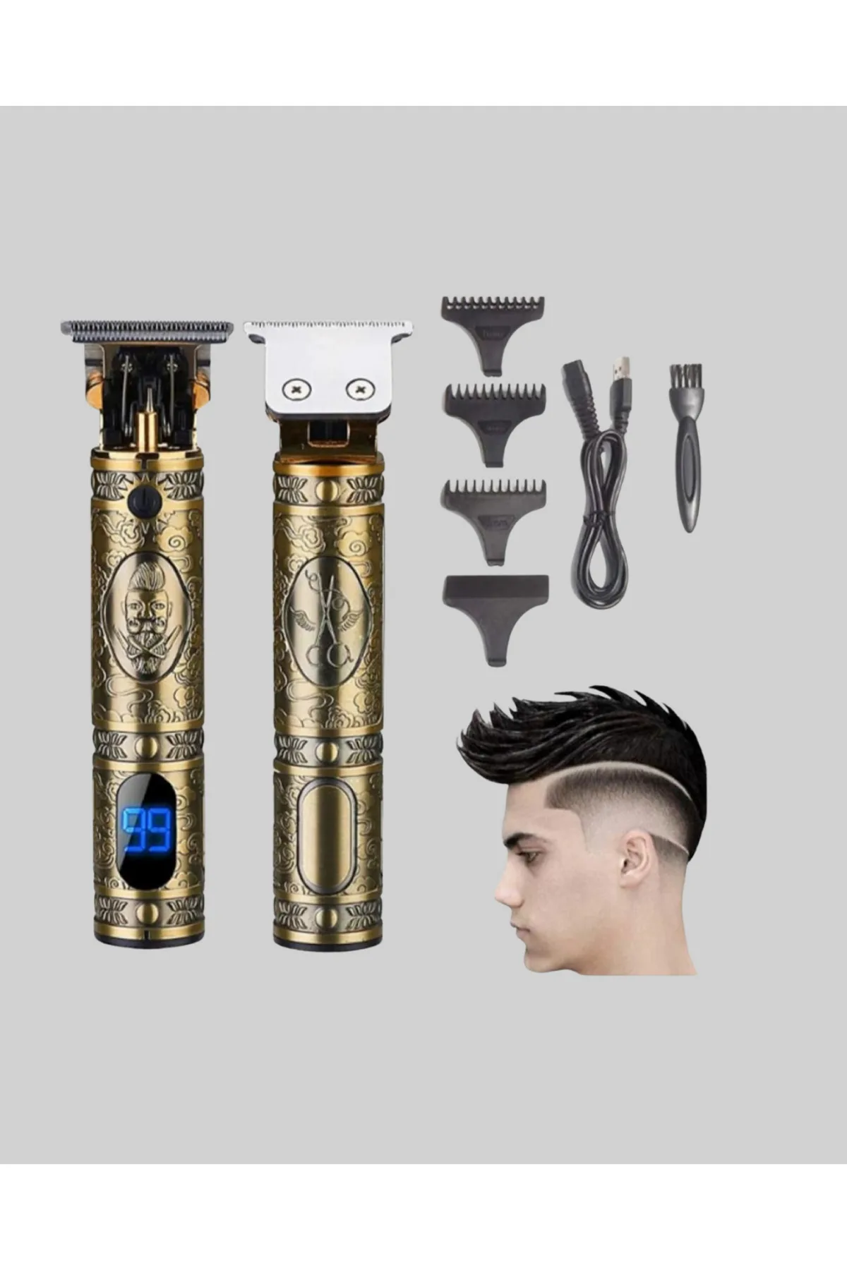 LCD Ekranlı Şarjlı Tıraş Makinesi Erkek Saç Sakal Kesme